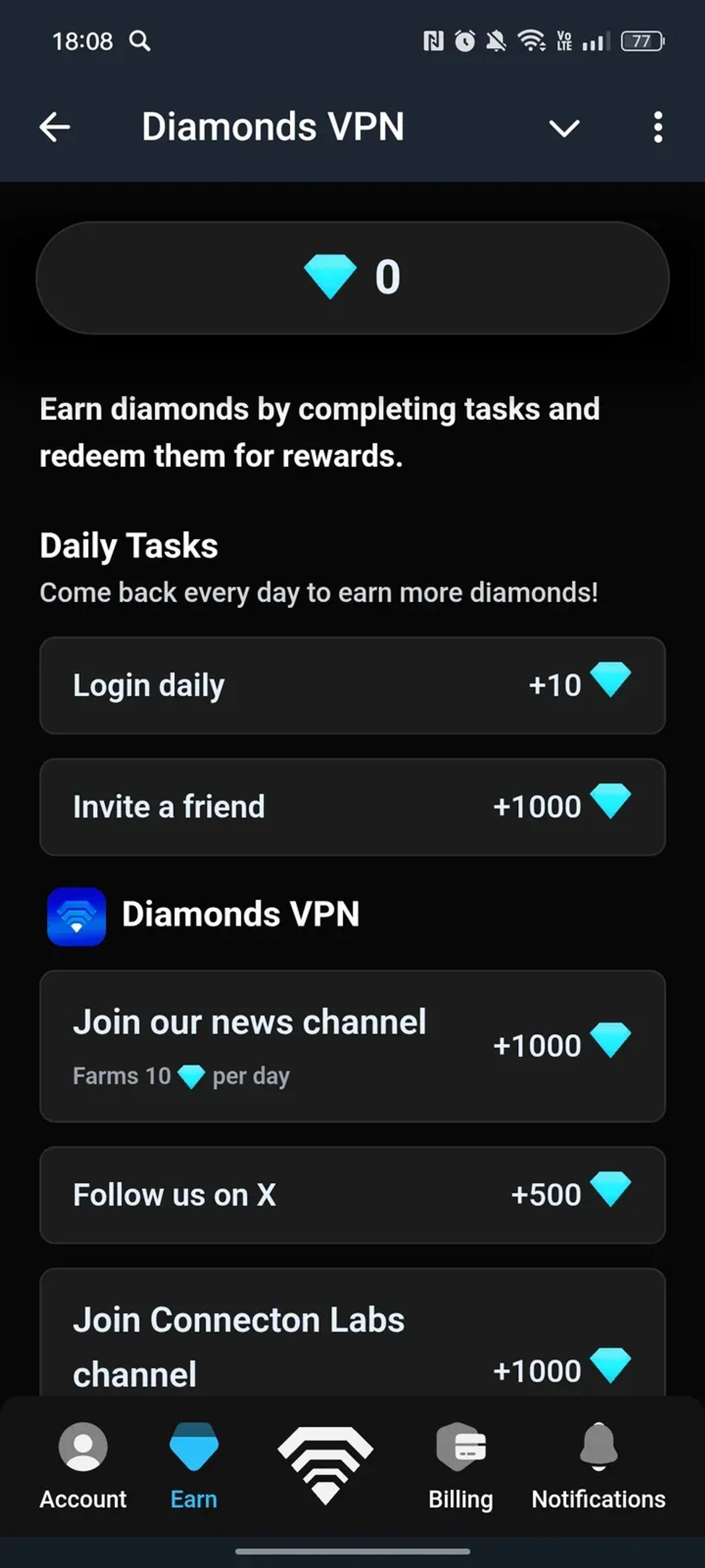 Diamonds VPN в Телеграм — скриншот 2
