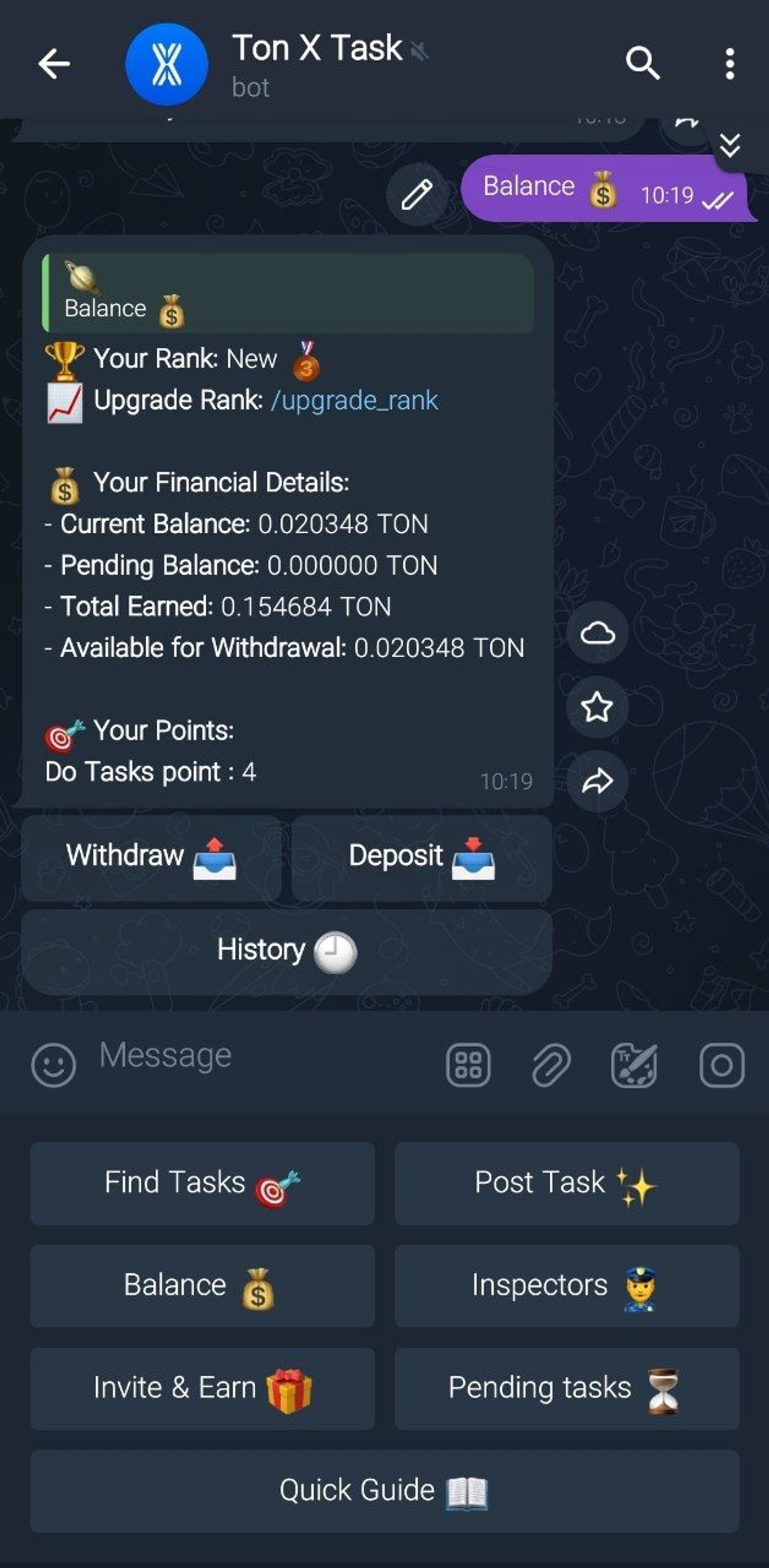Ton X Task в Telegram — скриншот 2