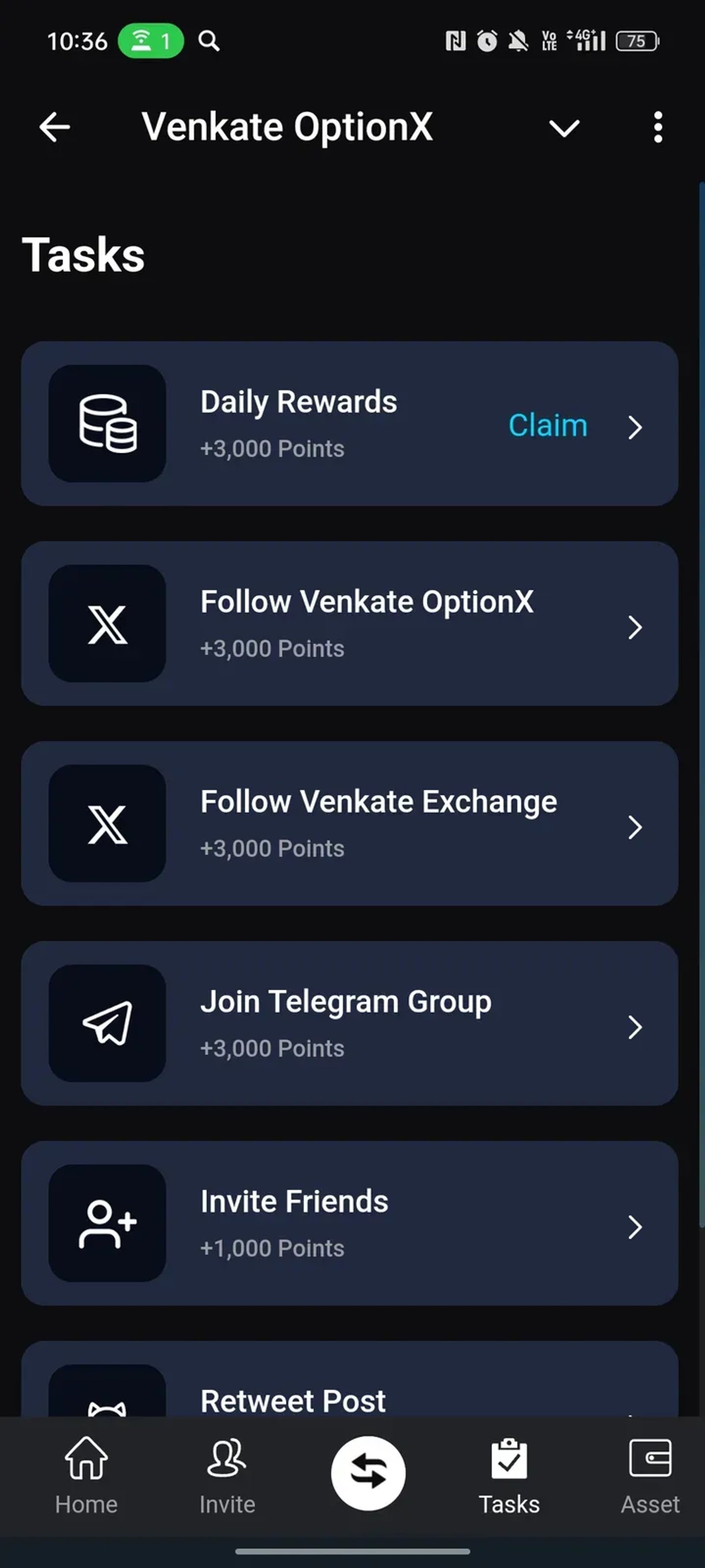 Venkate OptionX в Телеграм — скриншот 4