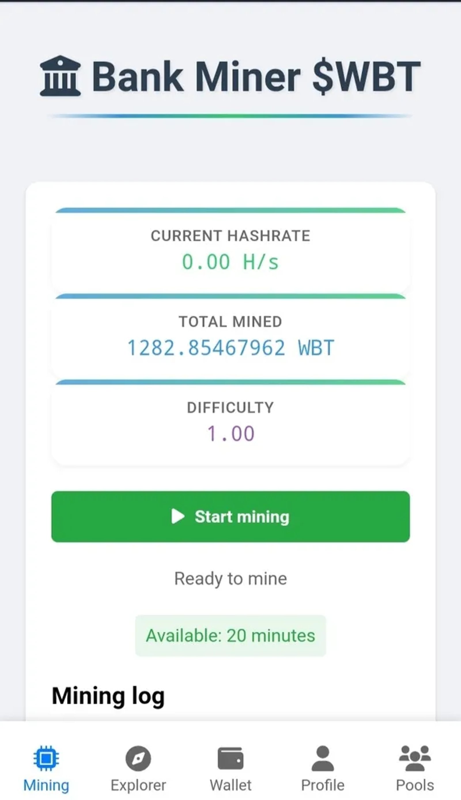 Bank Miner WBT в Телеграм — скриншот 2