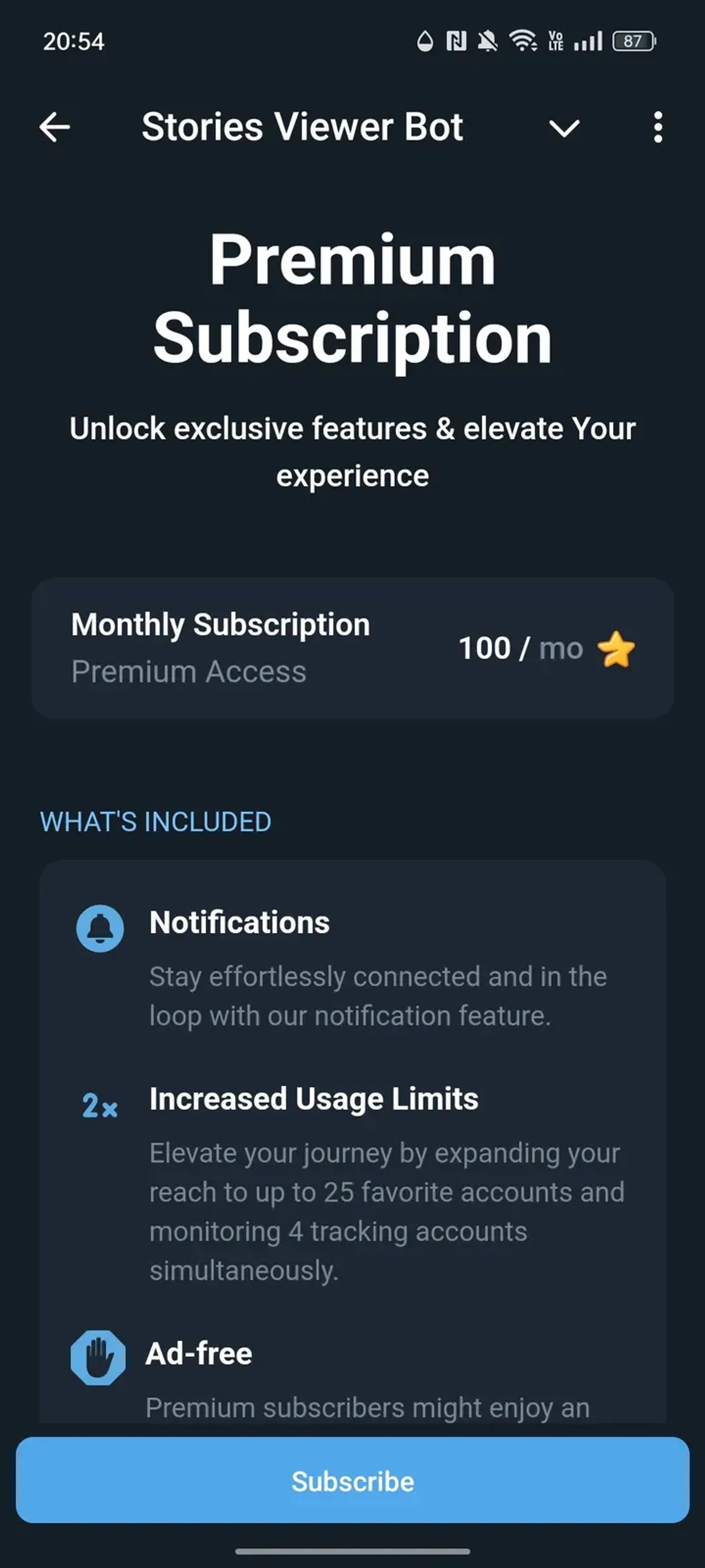Stories Viewer Bot в Телеграм — скриншот 3