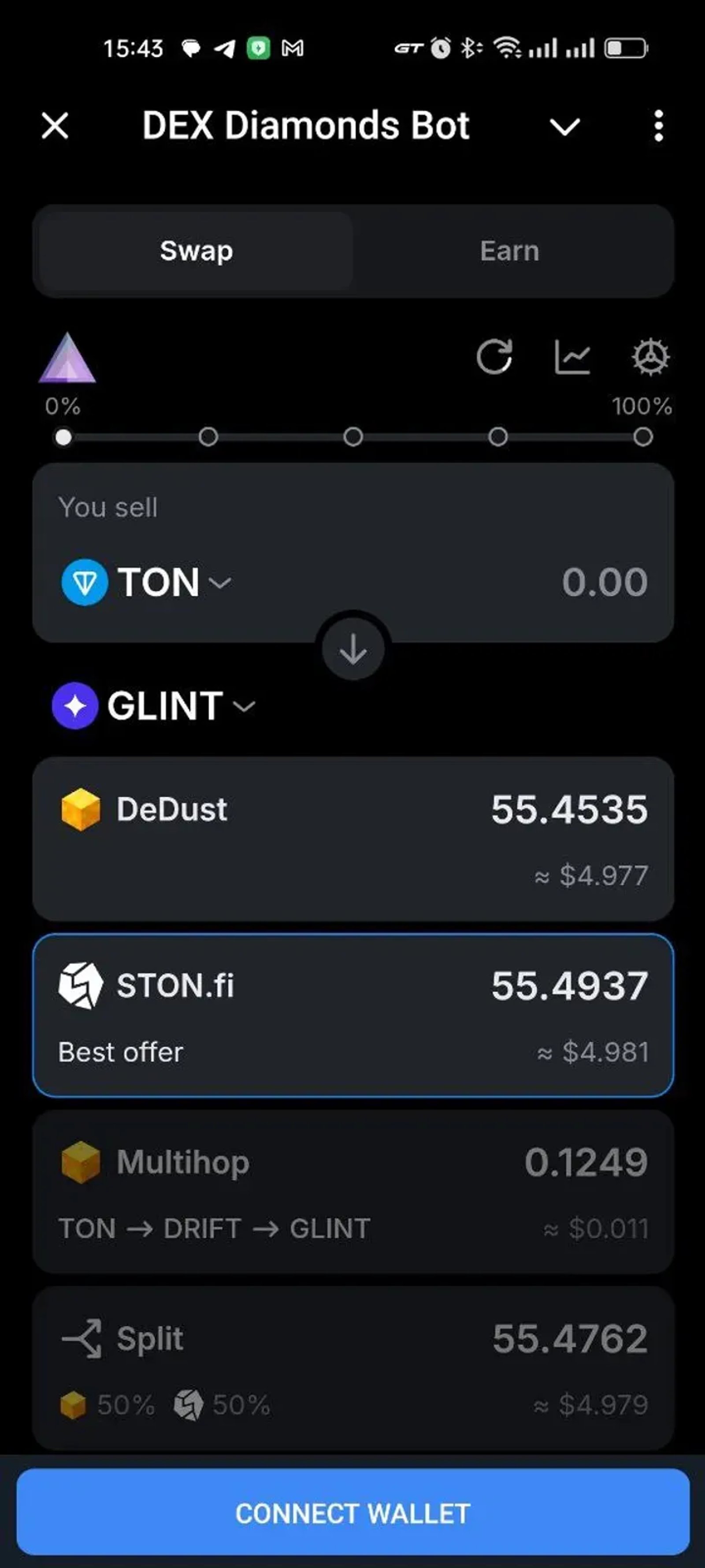 DEX Diamonds Bot в Телеграм — скриншот 3