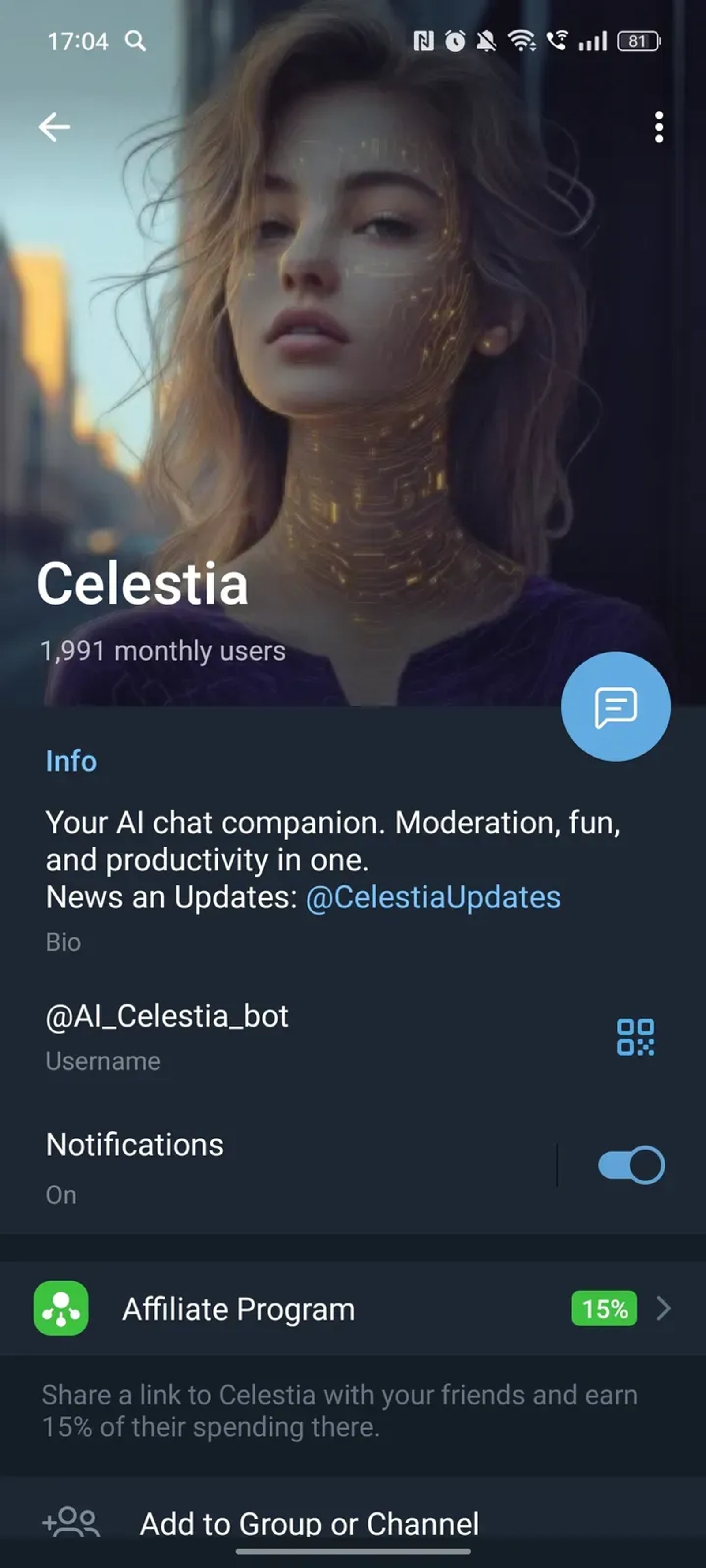 Celestia в Телеграм — скриншот 4
