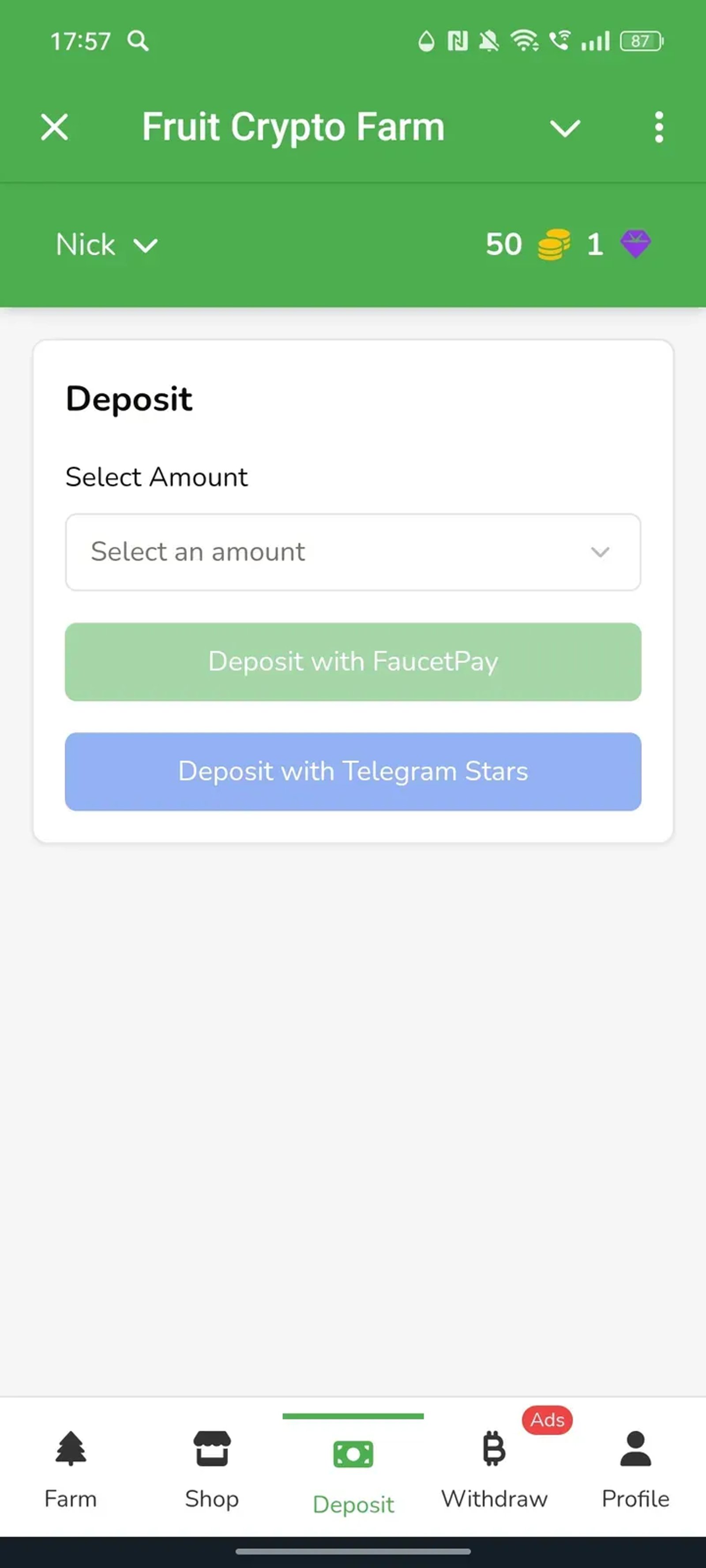 Fruit Crypto Farm в Телеграм — скриншот 3