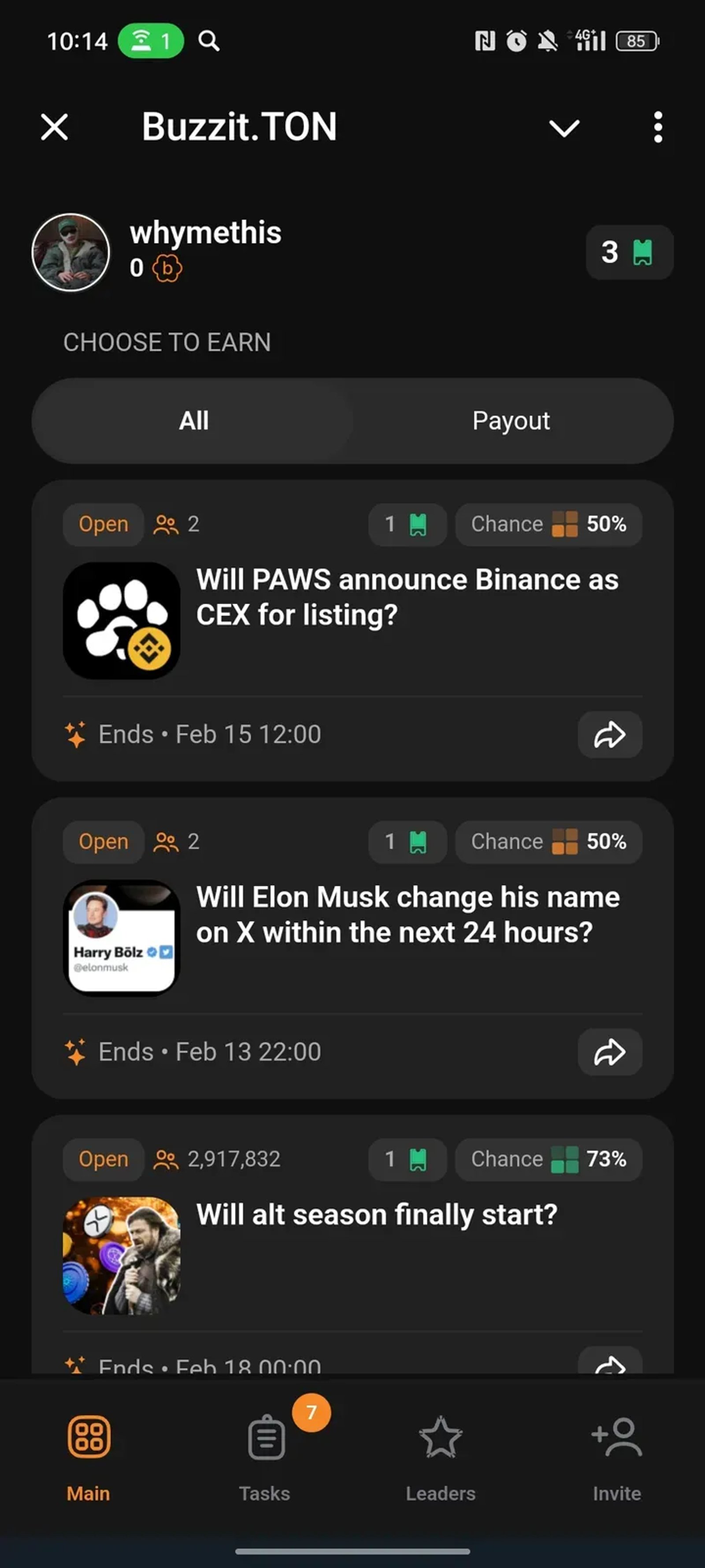 Buzzit.TON в Телеграм — скриншот 1