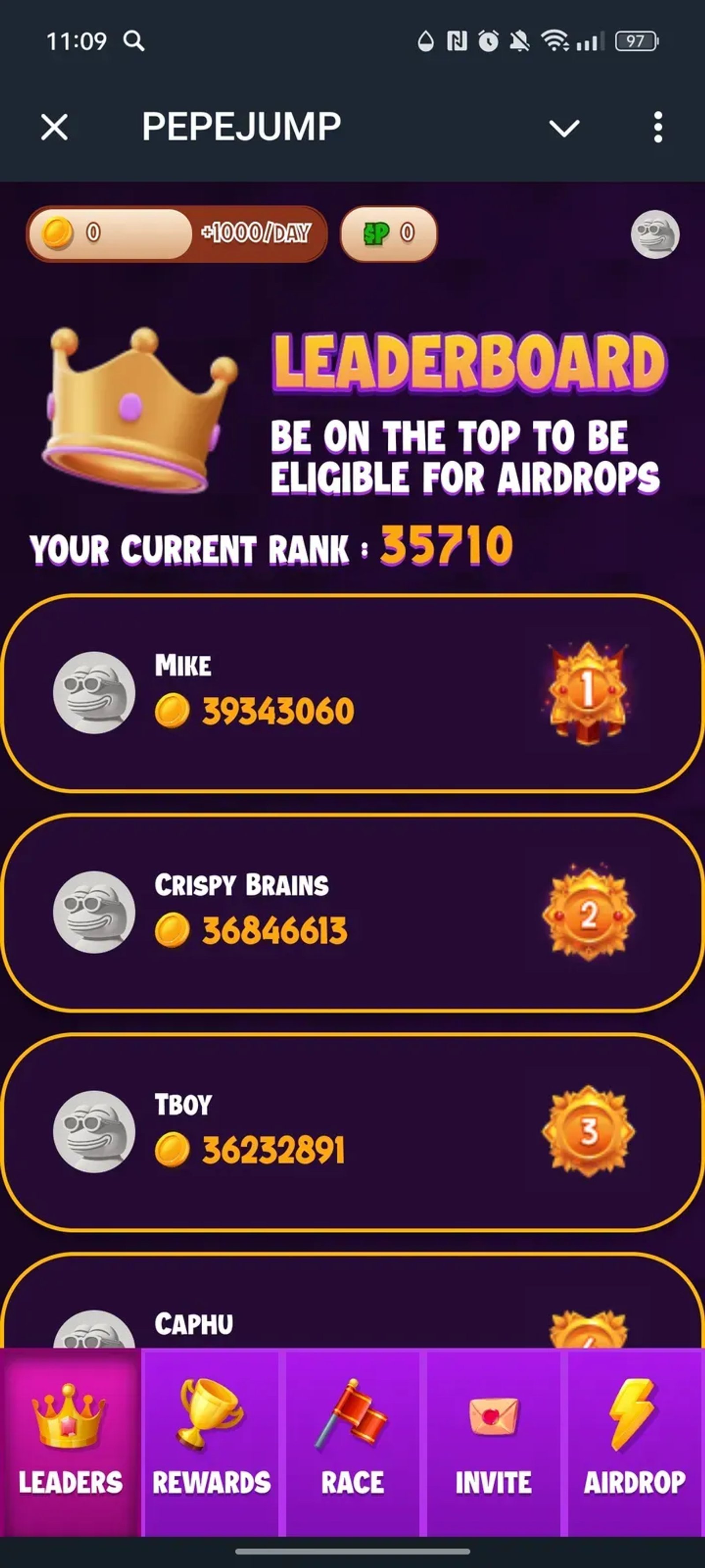 PEPEJUMP в Телеграм — скриншот 3