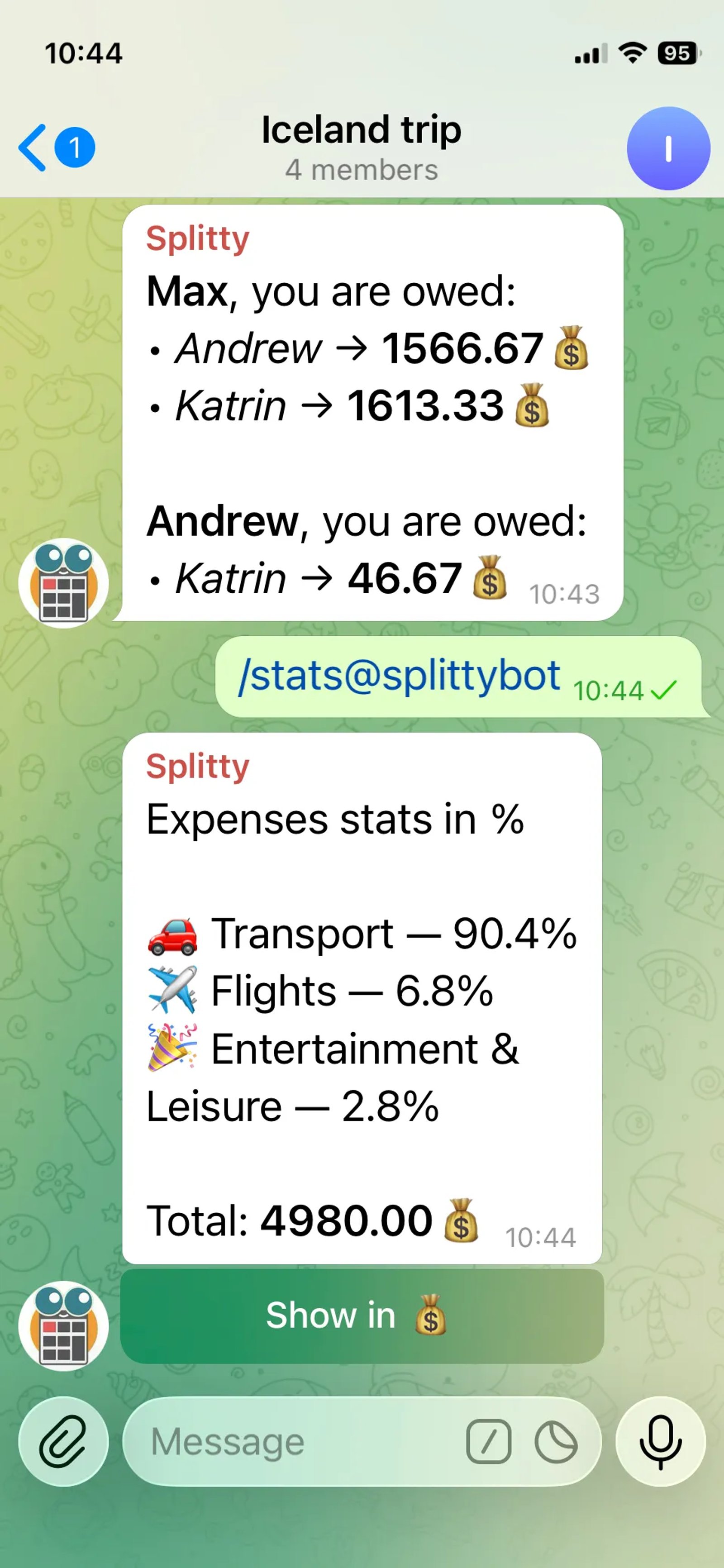 Splitty в Телеграм — скриншот 5
