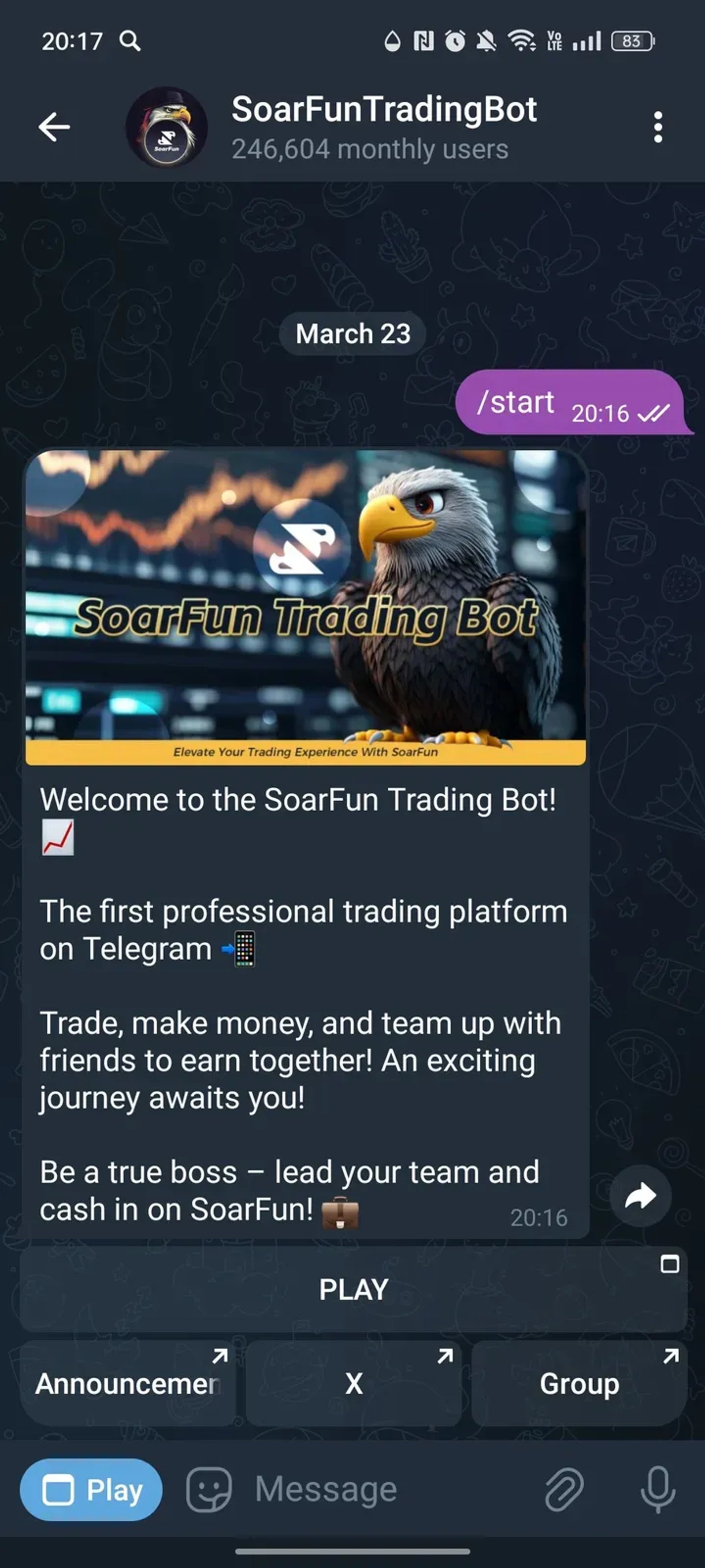 SoarFun в Телеграм — скриншот 1