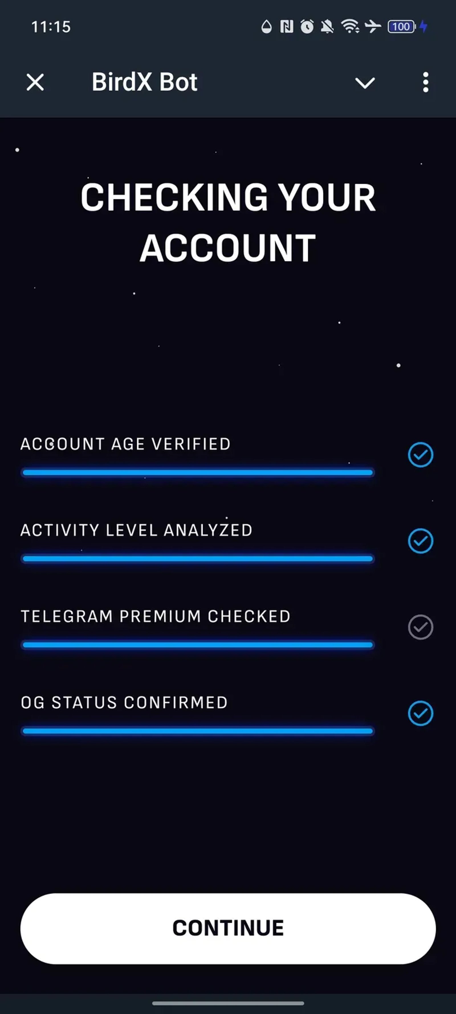 BirdX Bot в Телеграм — скриншот 1