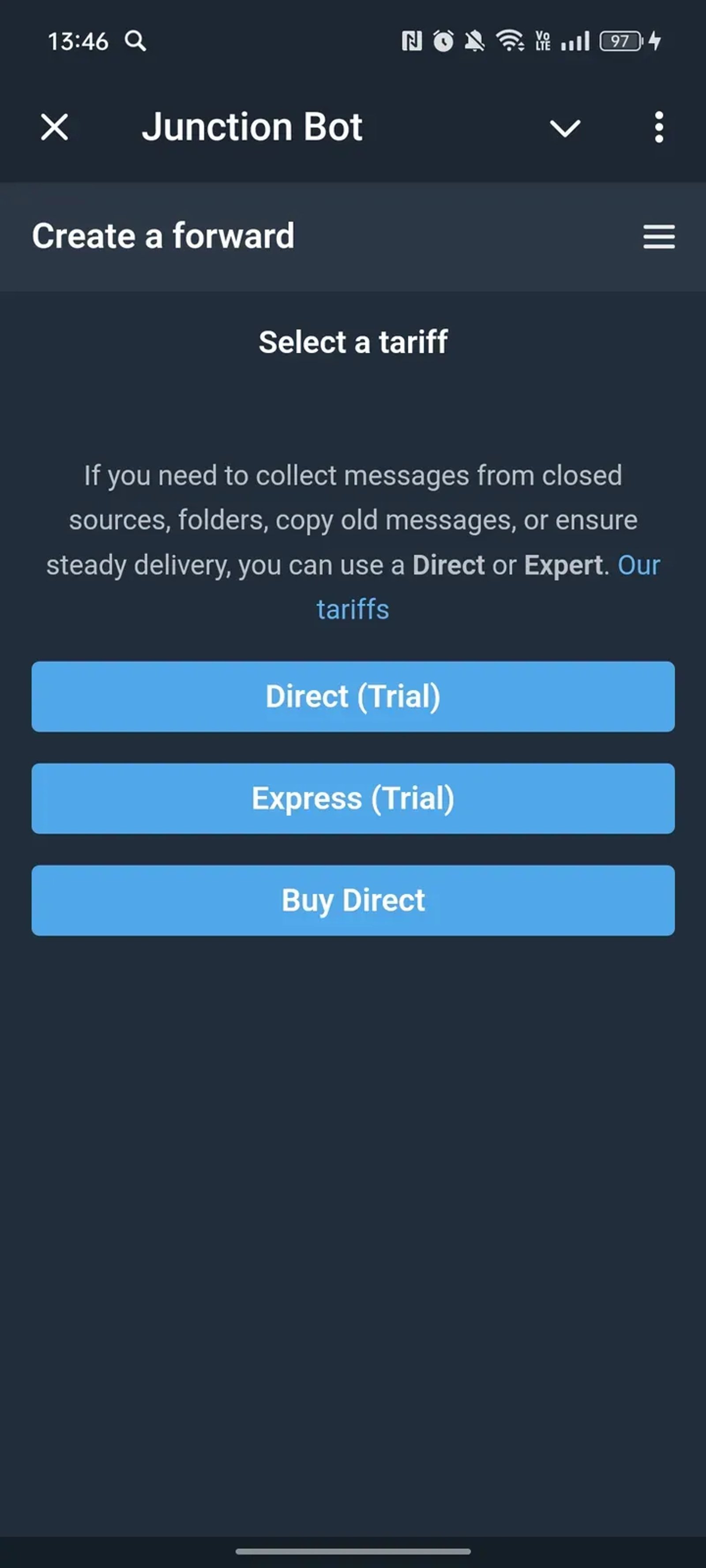 Junction Bot в Телеграм — скриншот 2