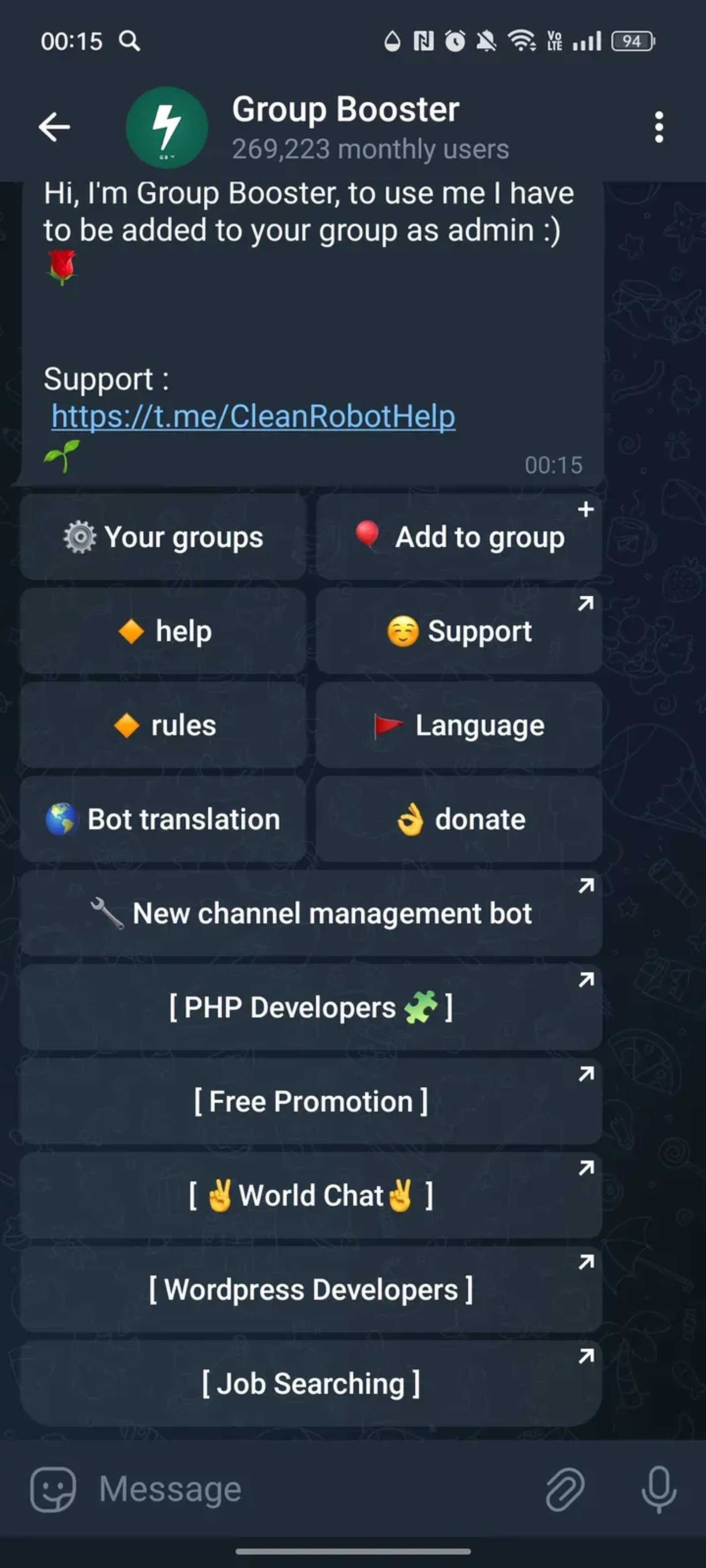 Group Booster в Телеграм — скриншот 2