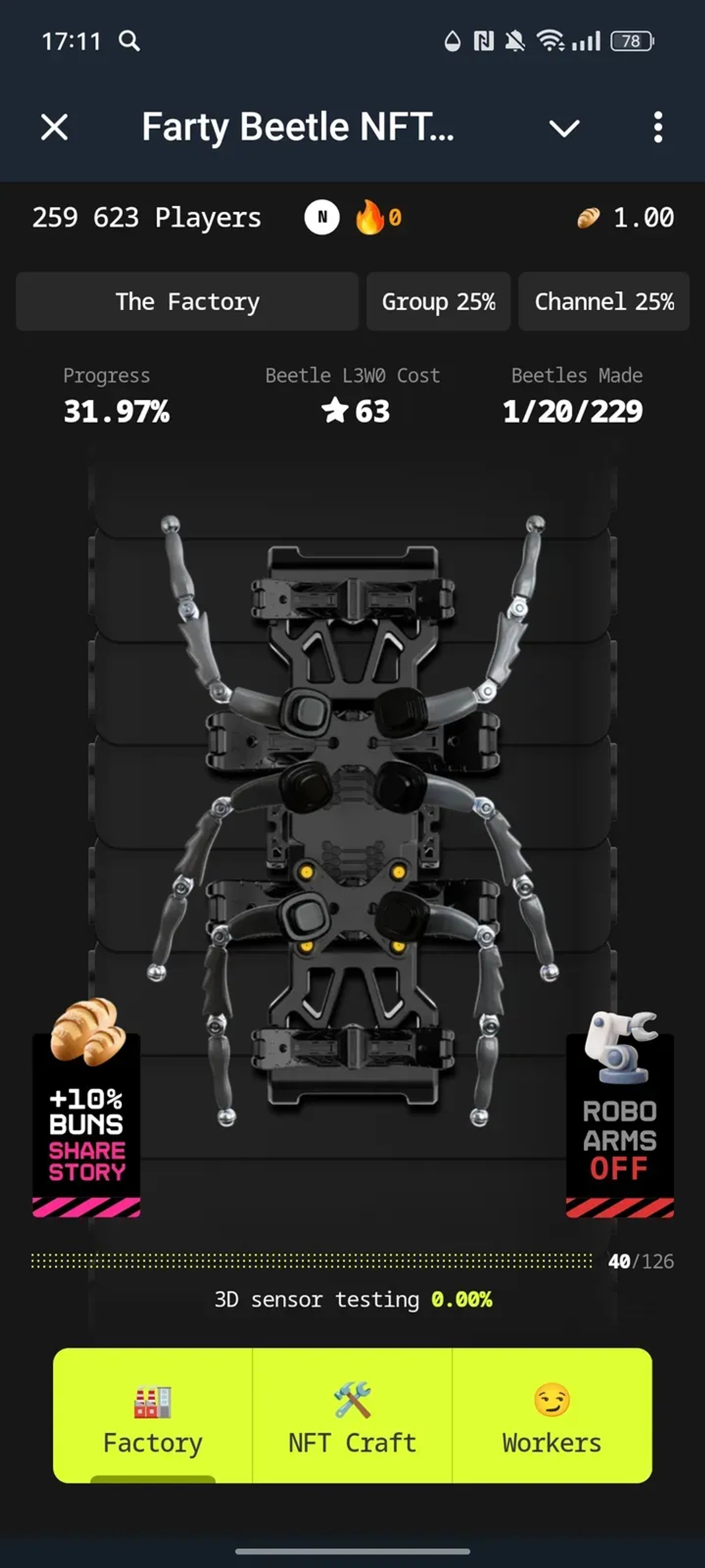 Farty Beetle NFT Bot в Телеграм — скриншот 1