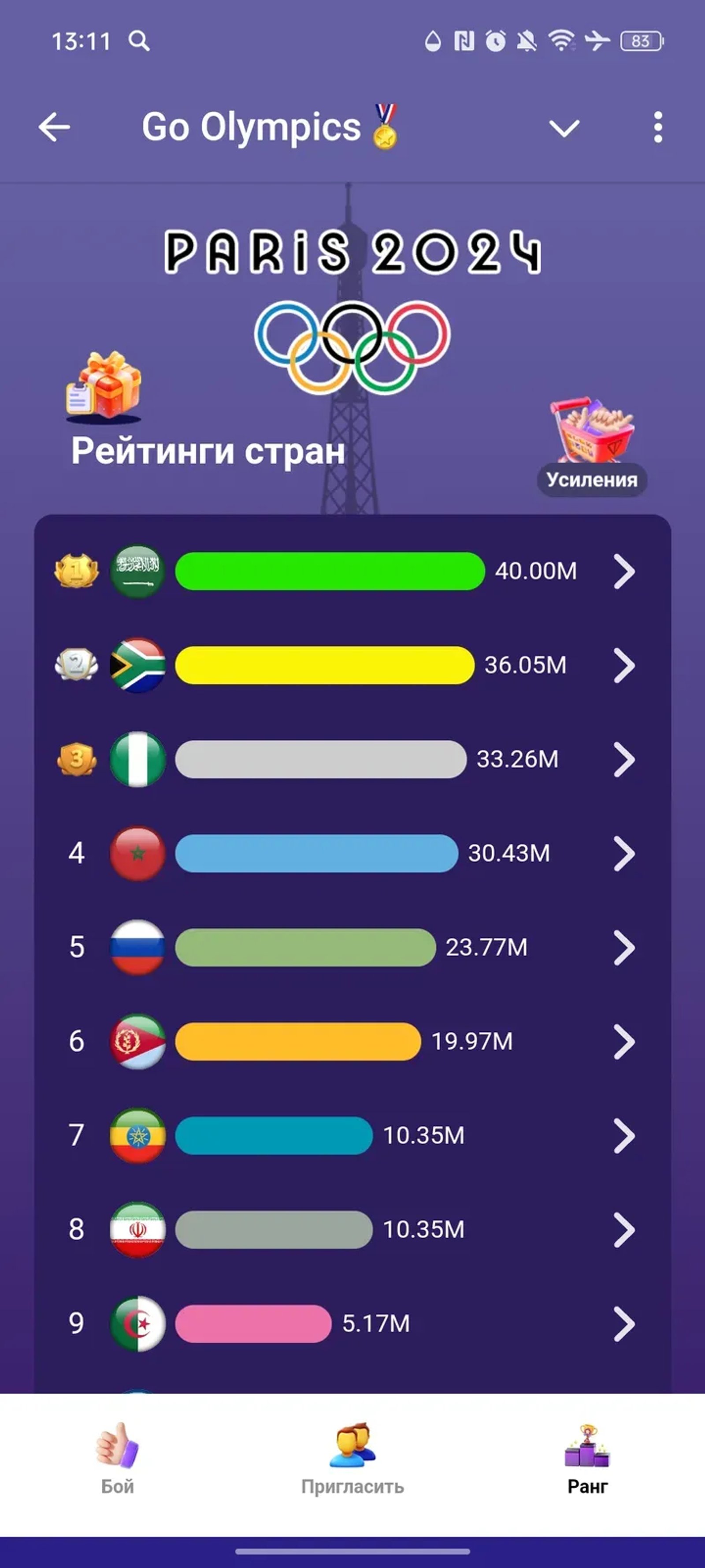 Go Olympics🏅 в Телеграм — скриншот 4