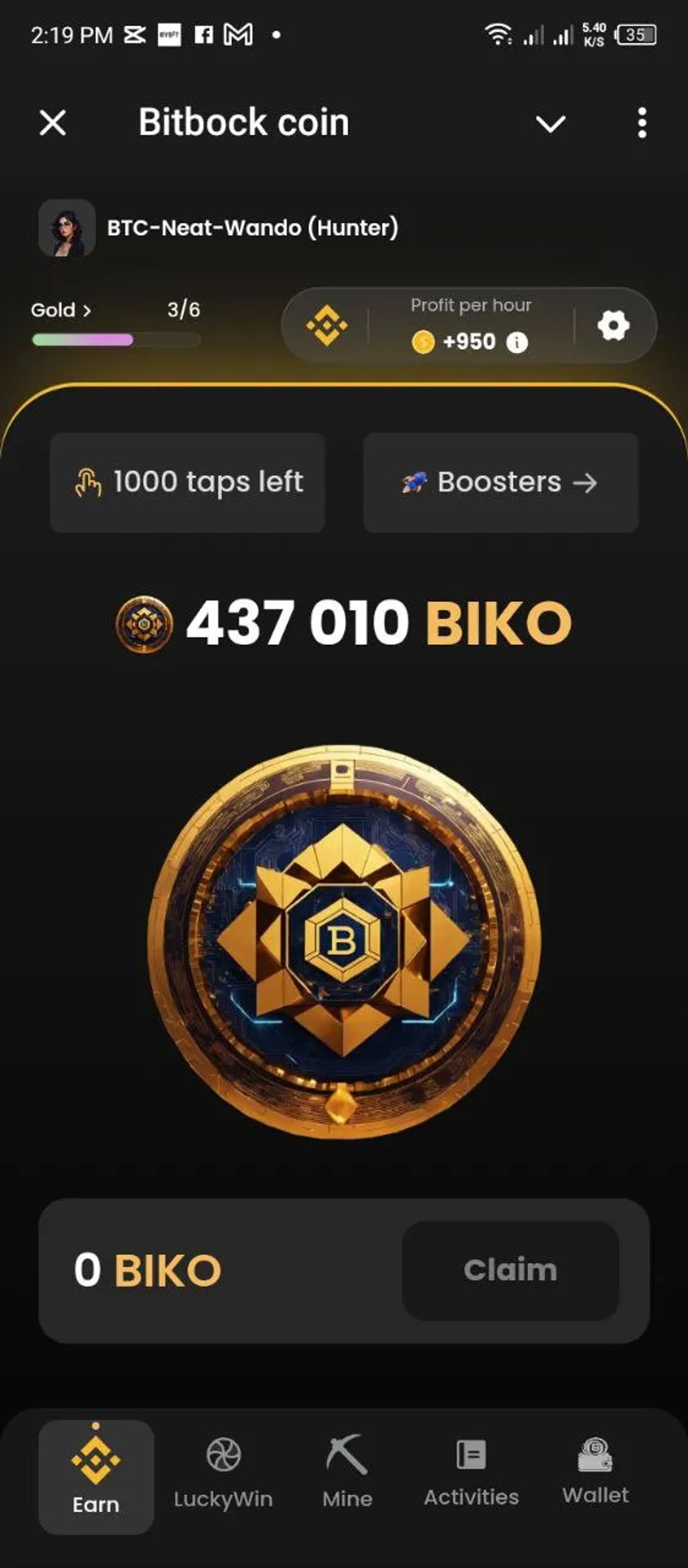 Bitbock coin в Телеграм — скриншот 1