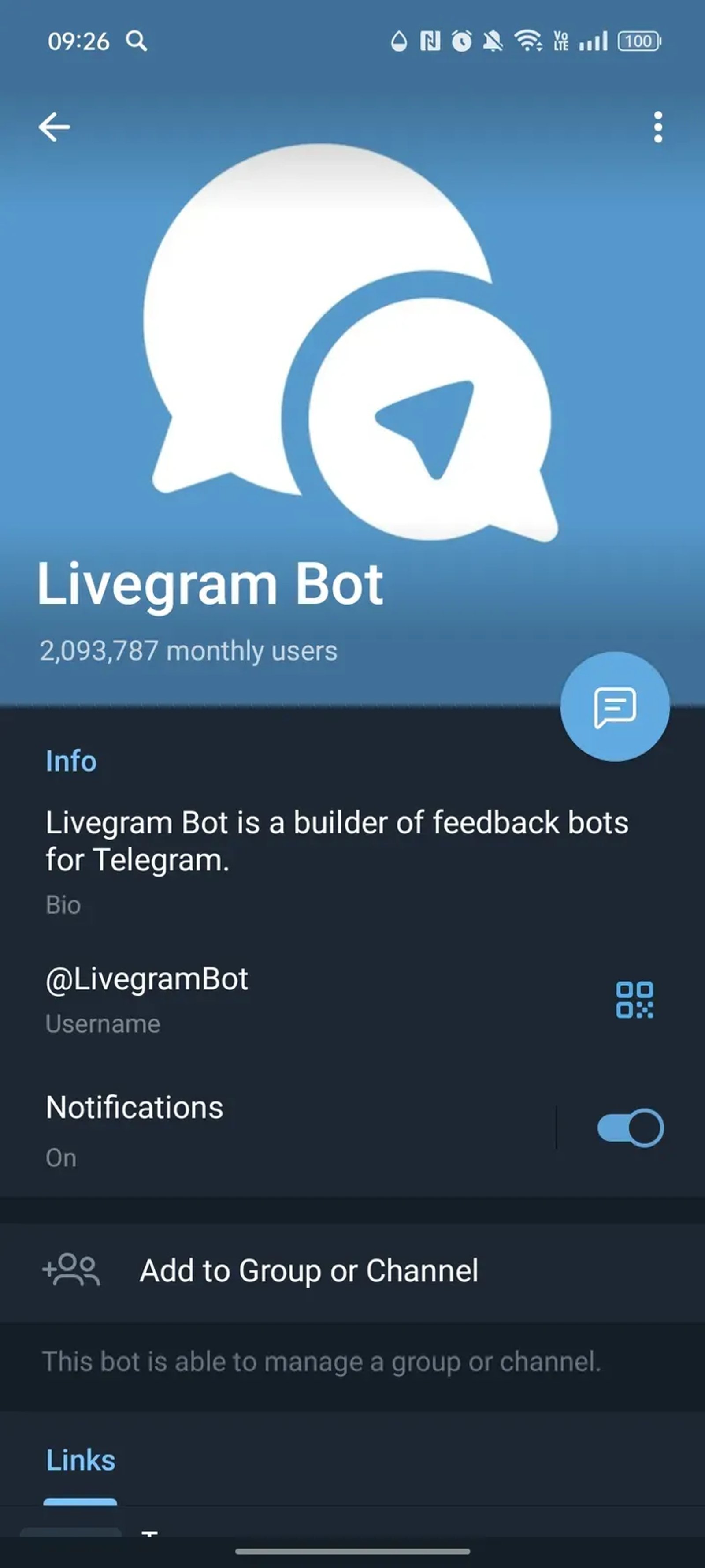 Livegram Bot в Телеграм — скриншот 4