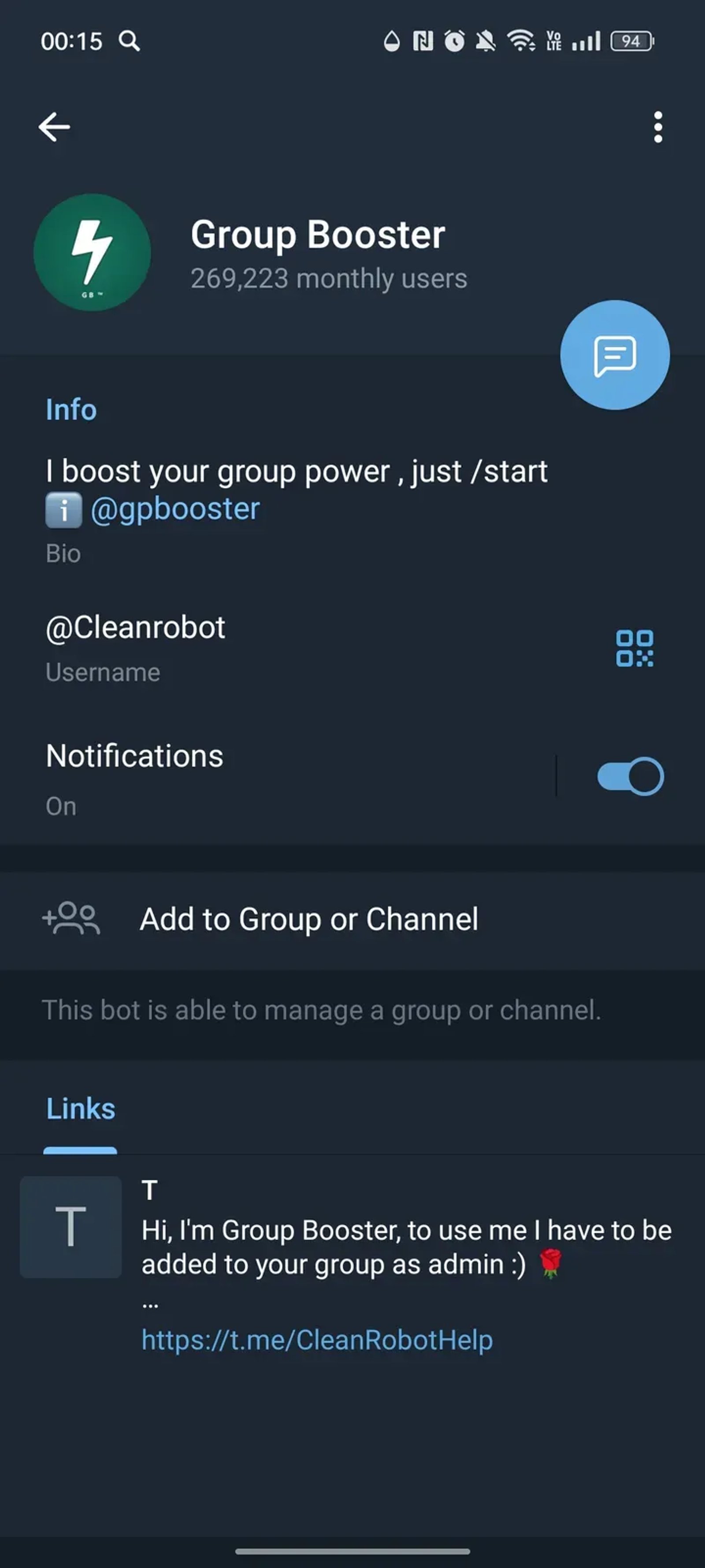 Group Booster в Телеграм — скриншот 3