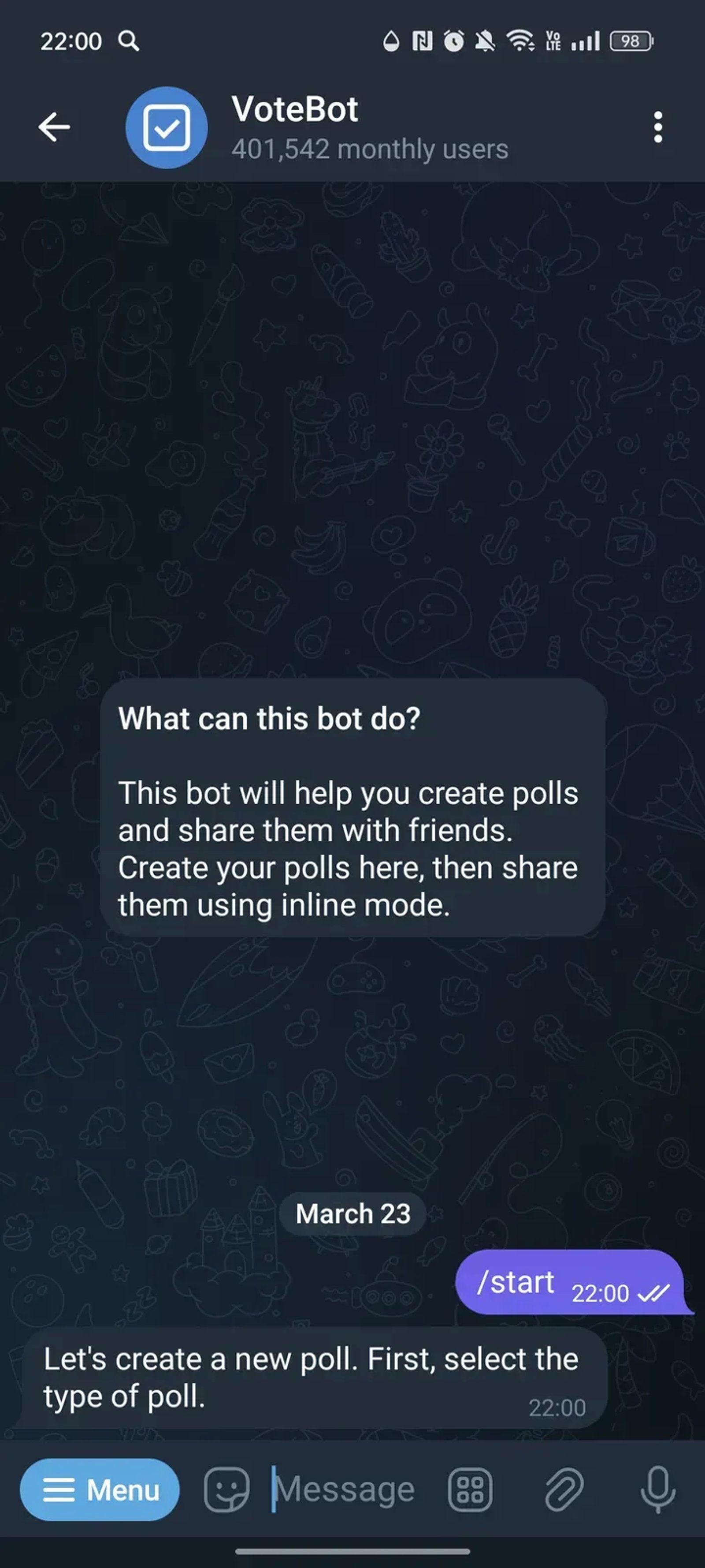 VoteBot в Телеграм — скриншот 1