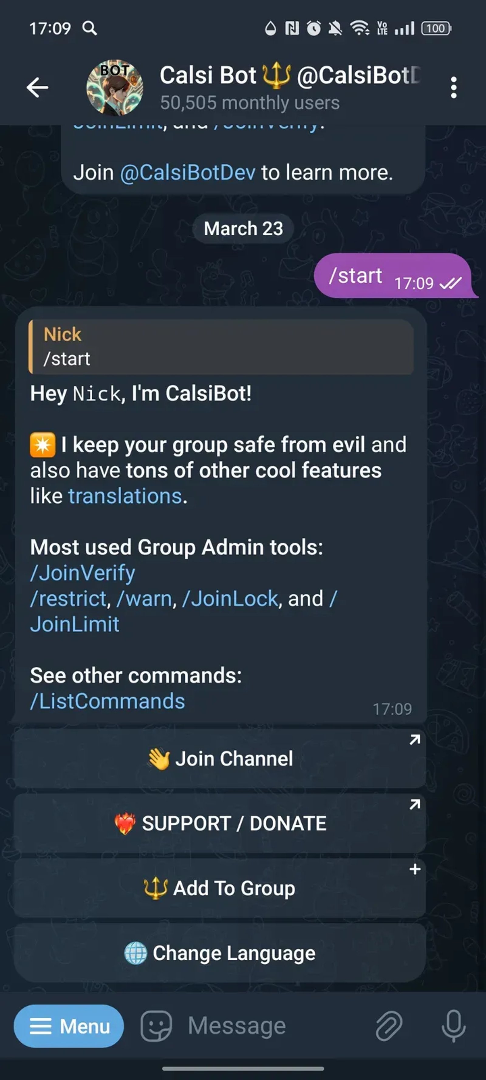 Calsi Bot 🔱 @CalsiBotDev в Телеграм — скриншот 2