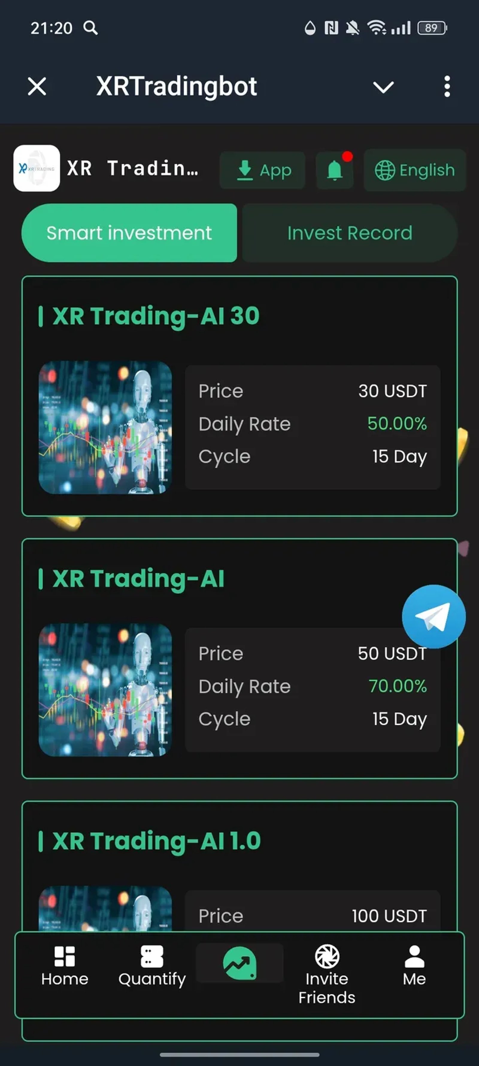 XRTradingbot в Телеграм — скриншот 3