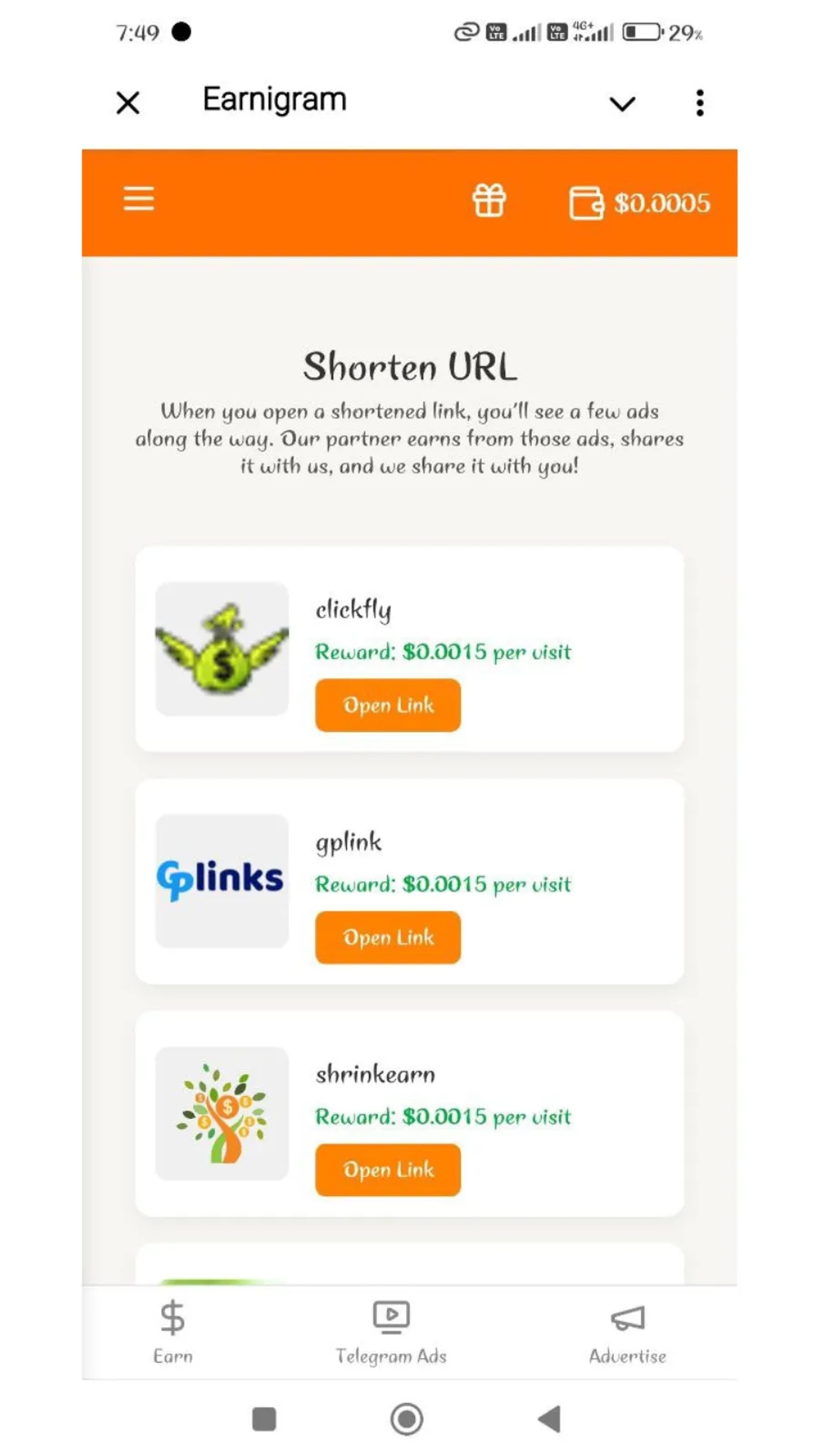 Earnigram Bot в Telegram — скриншот 3
