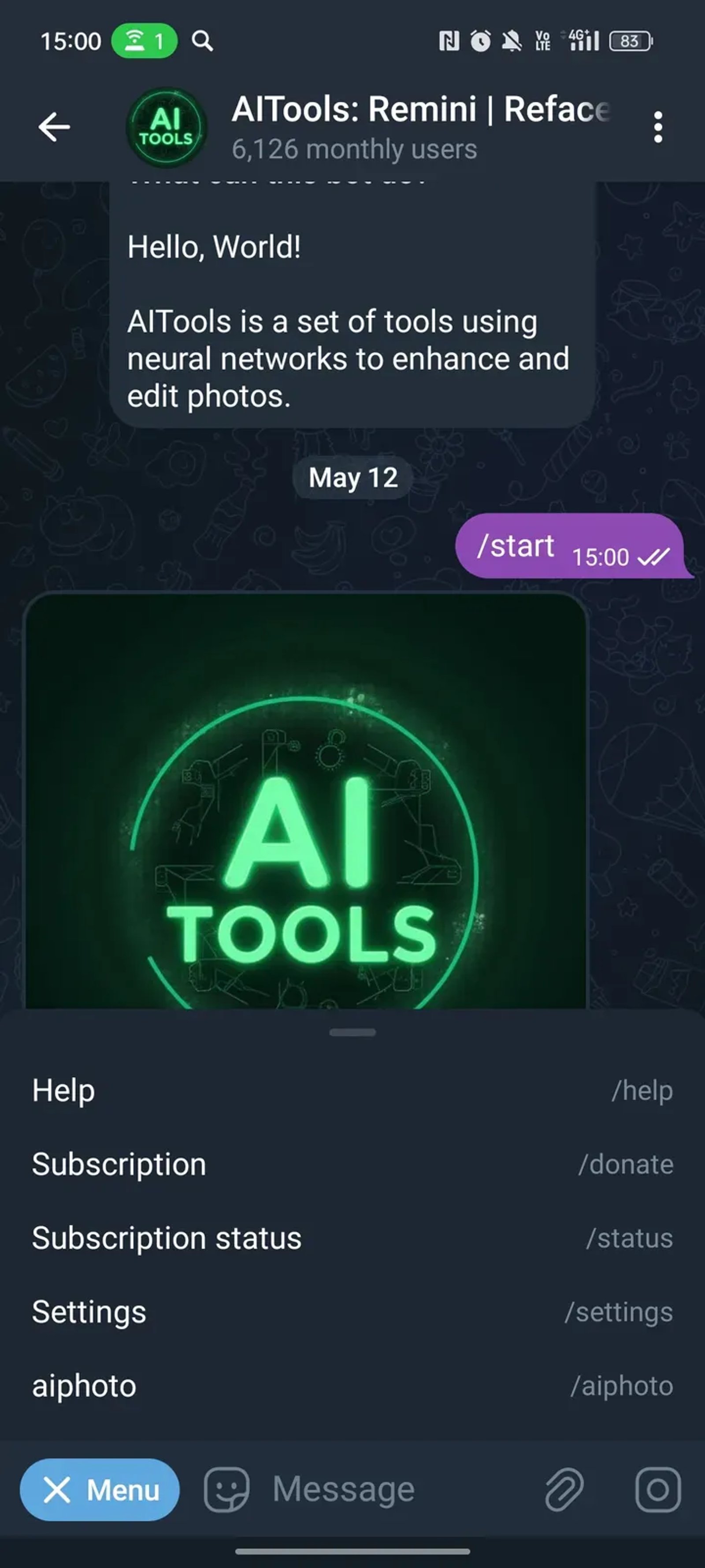 AITools: Remini | Reface в Телеграм — скриншот 3