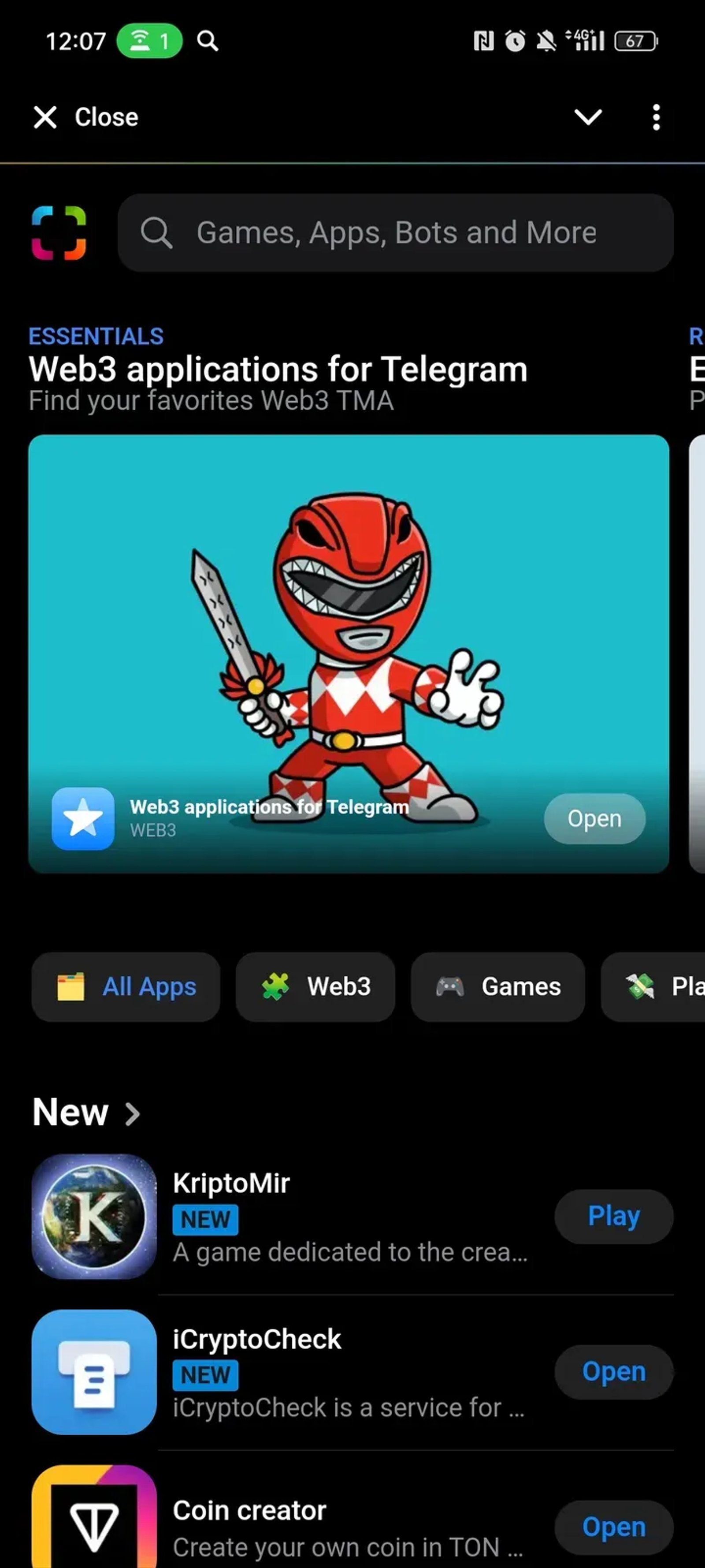 miniAppStore в Телеграм — скриншот 1