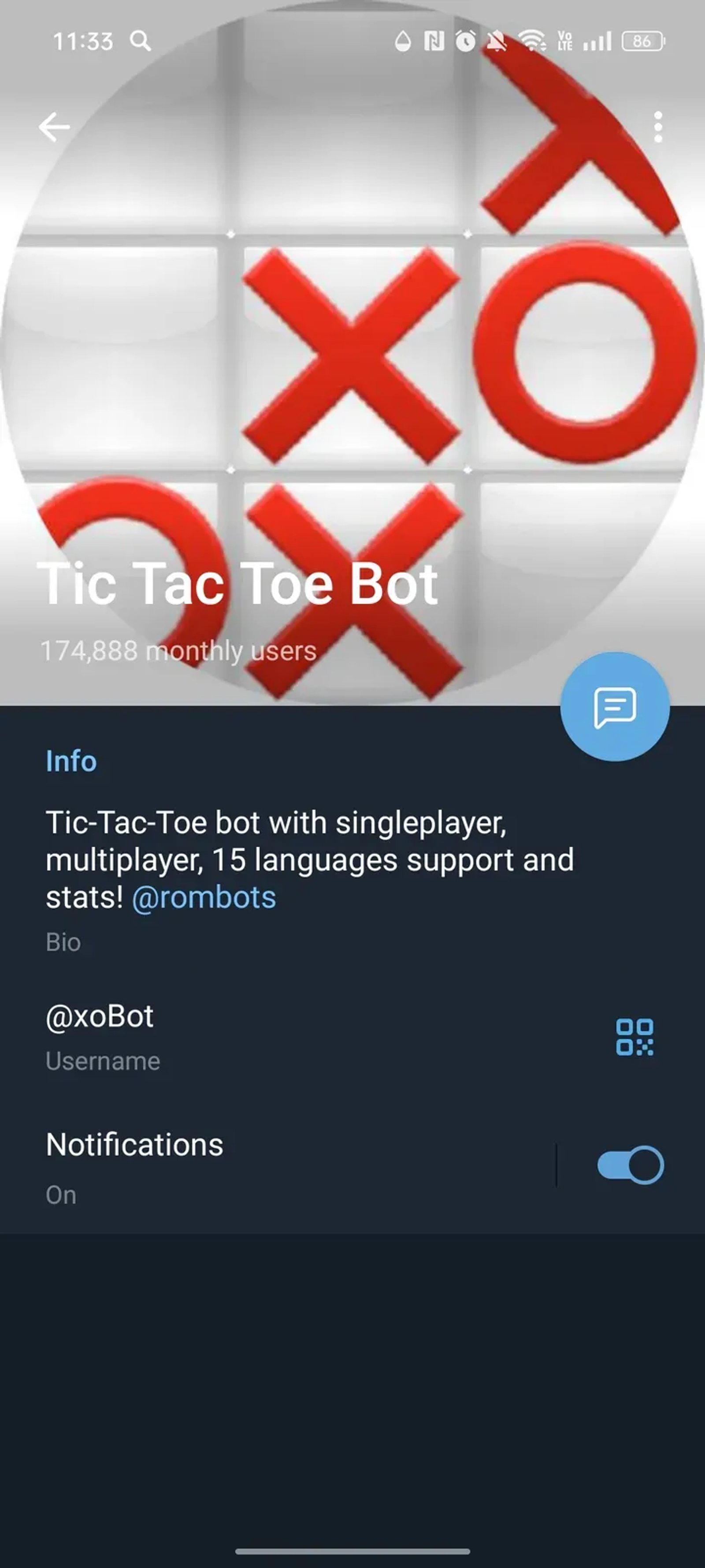 Tic Tac Toe Bot в Телеграм — скриншот 4