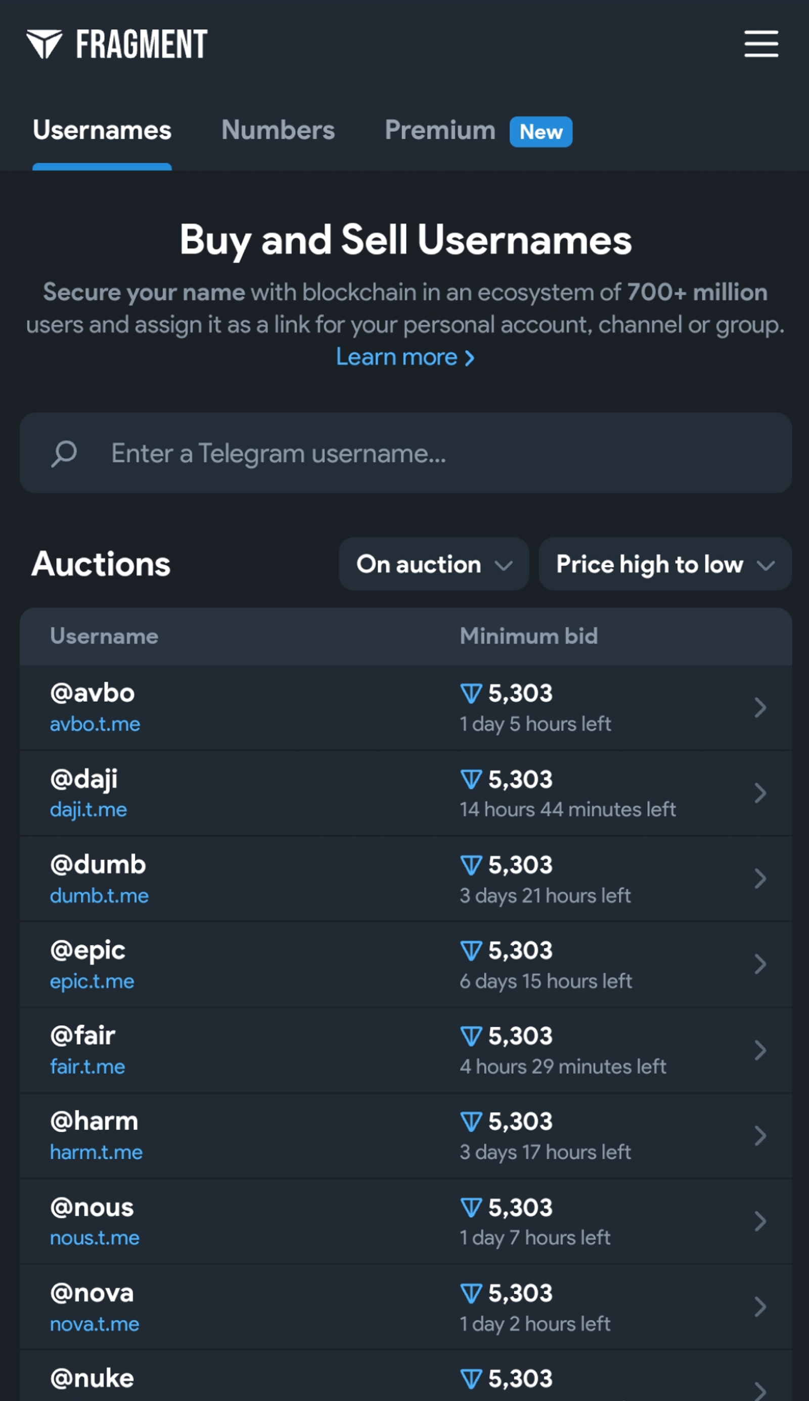 Telegram Usernames Telegram Screenshot 1