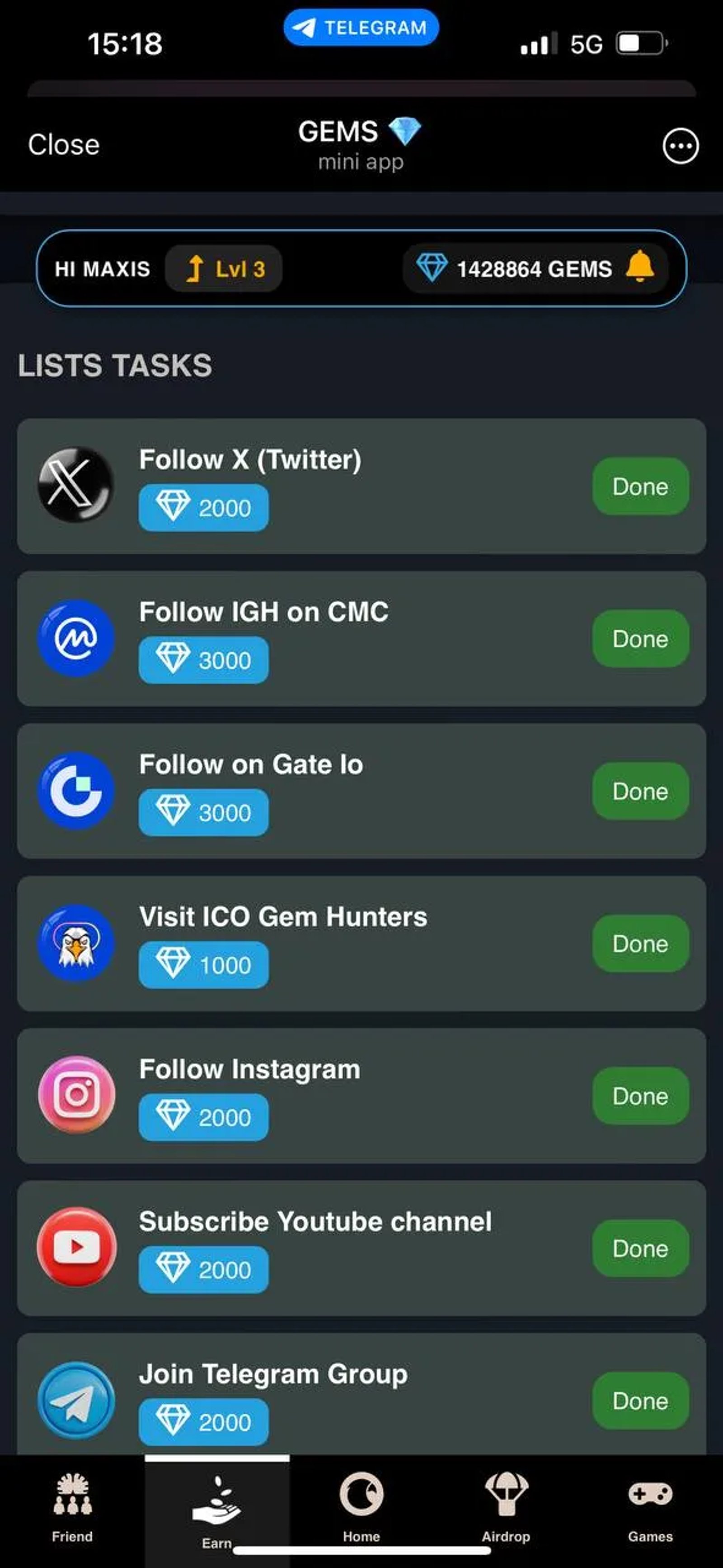 GEMS 💎 Telegram Screenshot 7