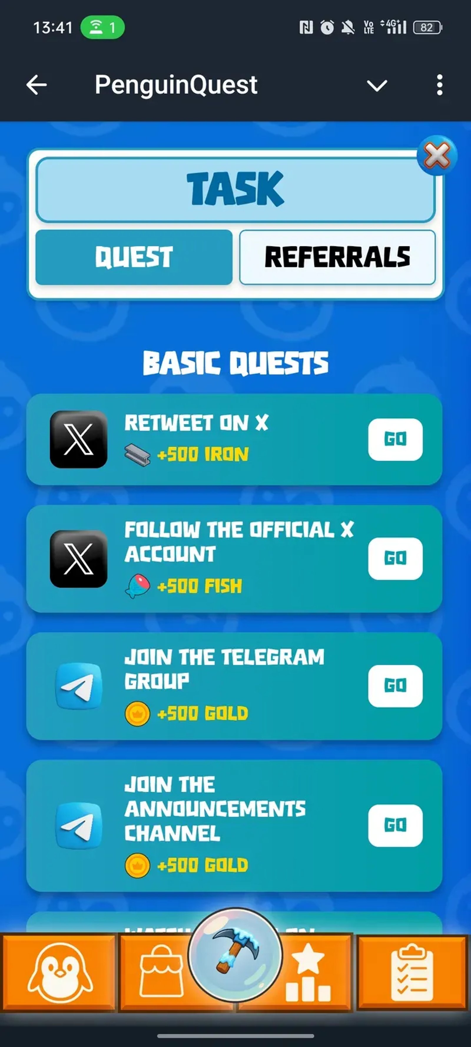 PenguinQuest в Телеграм — скриншот 4