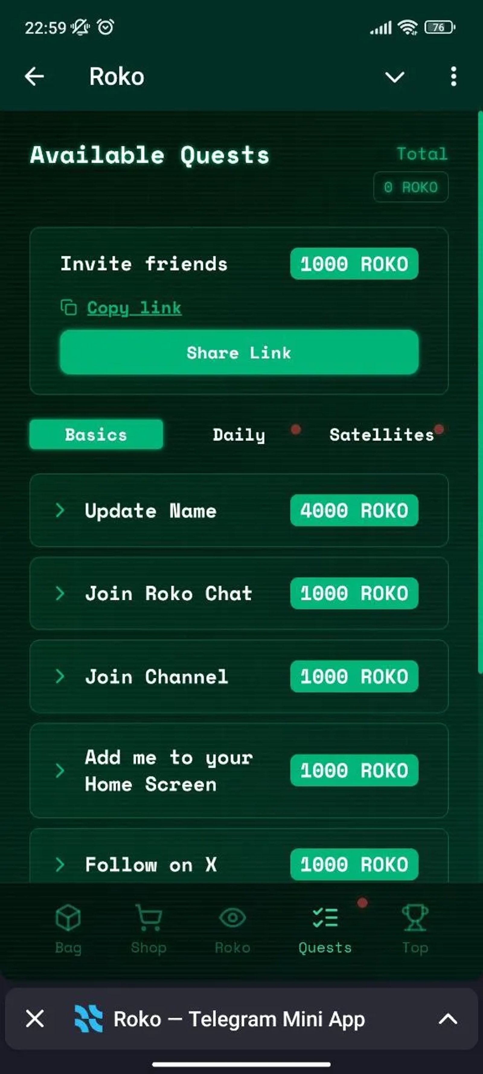 Roko Квесты