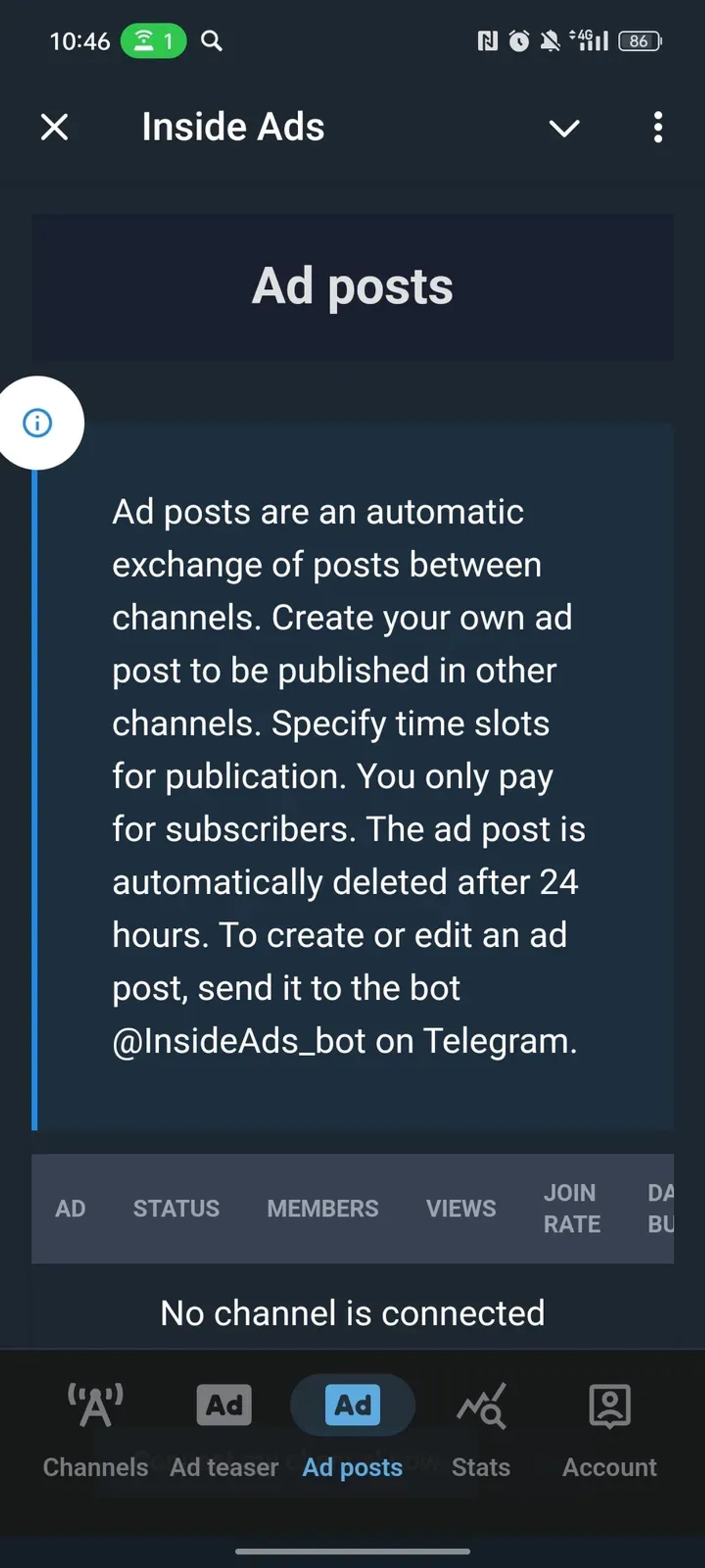 Inside Ads в Телеграм — скриншот 3