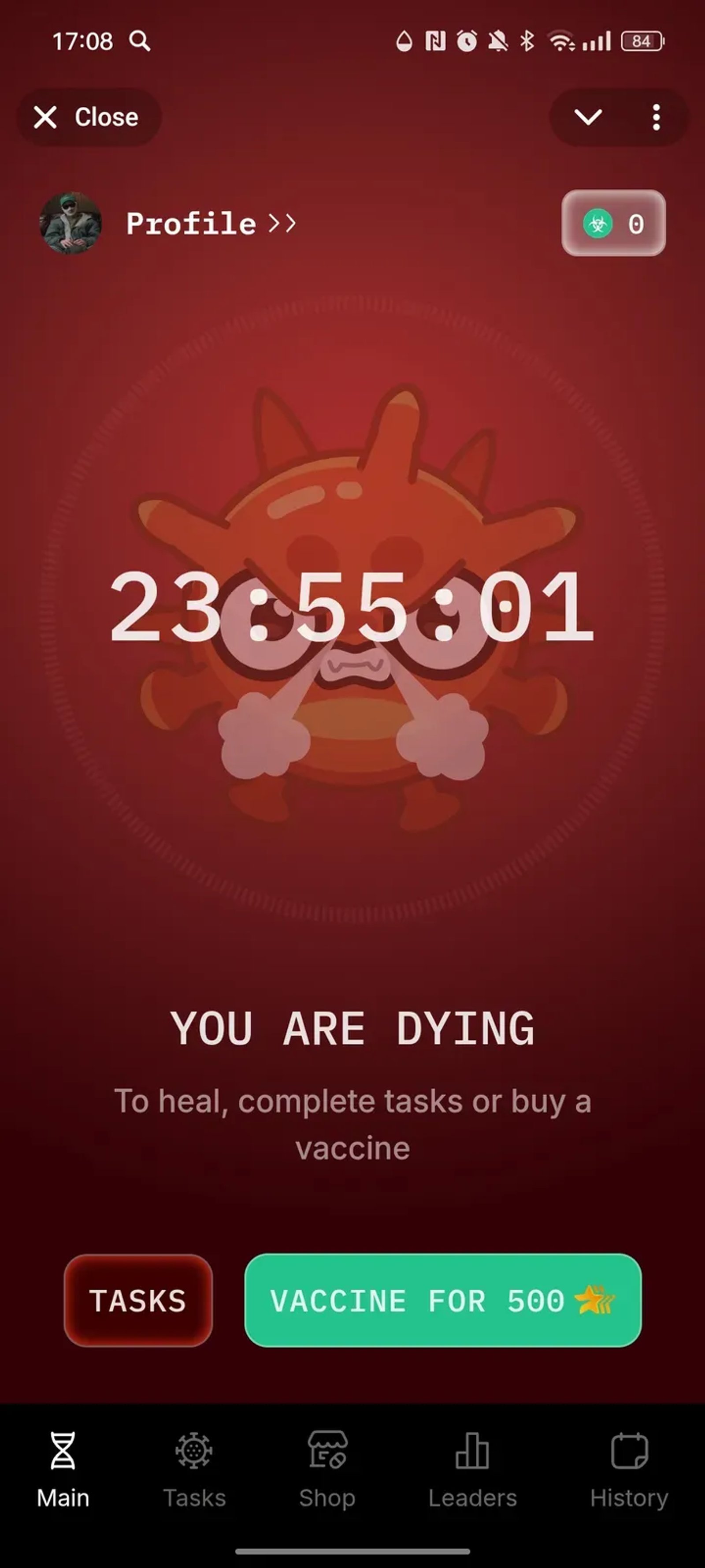 VIRUS GAME BOT в Телеграм — скриншот 1