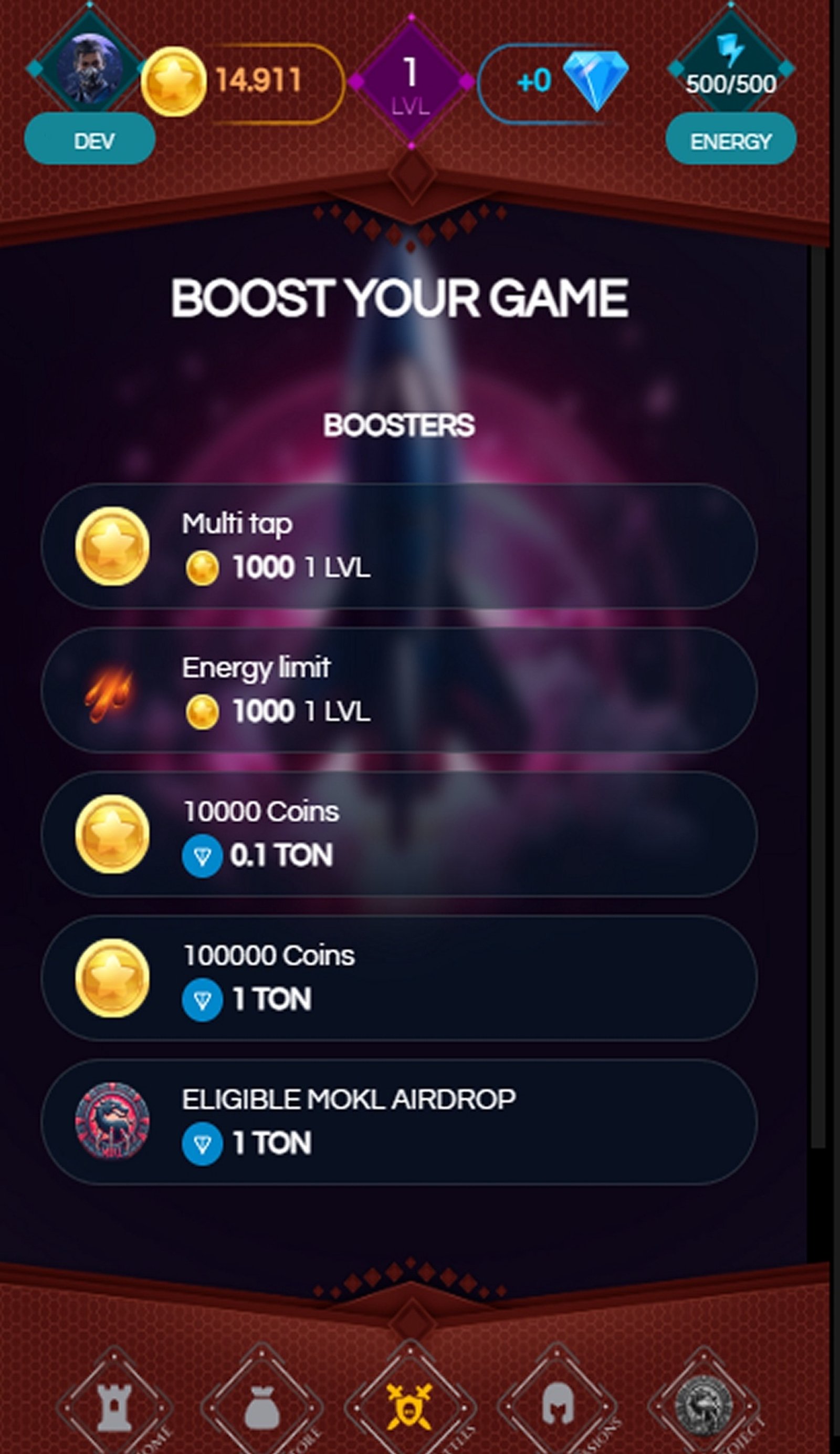 Mortal Klicker в Телеграм — скриншот 6