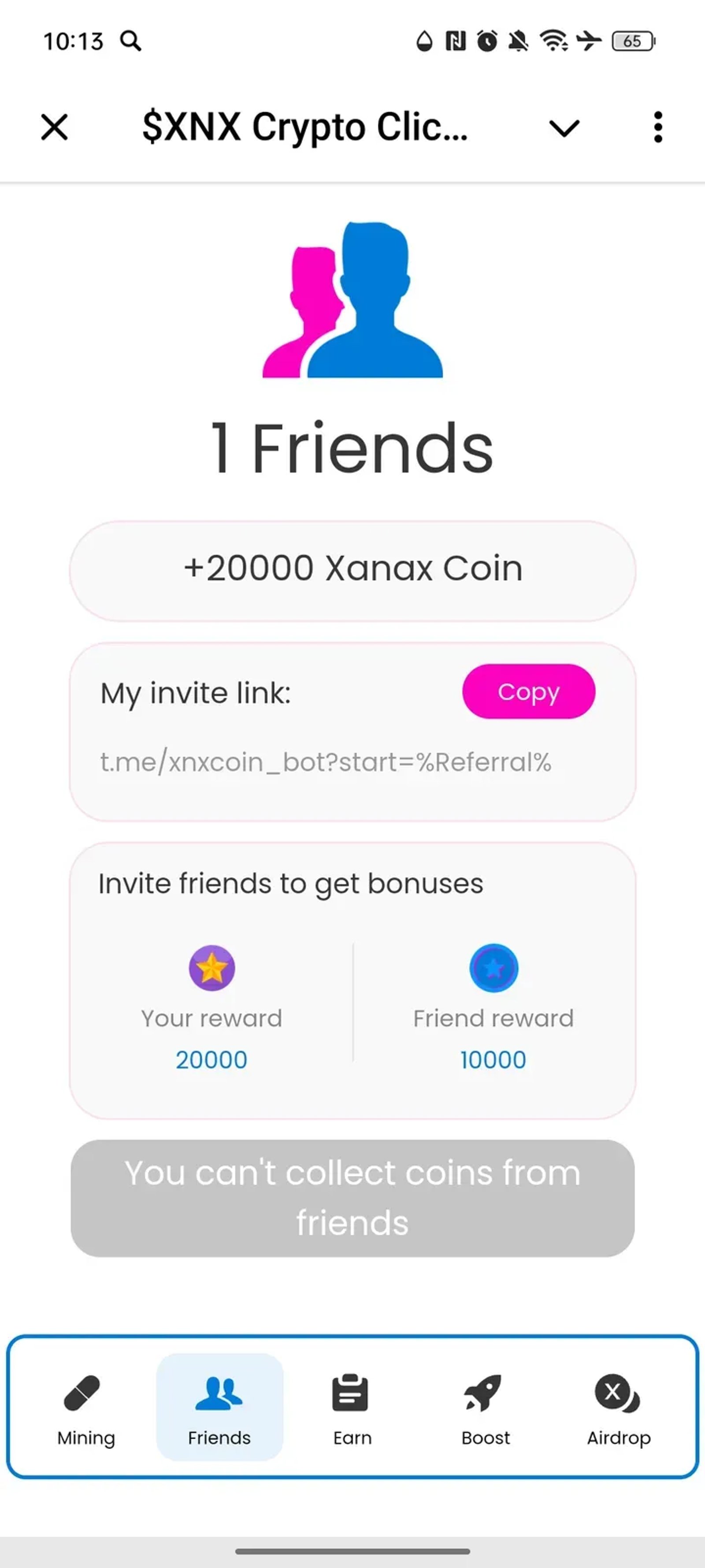 $XNX Crypto Clicker в Телеграм — скриншот 2