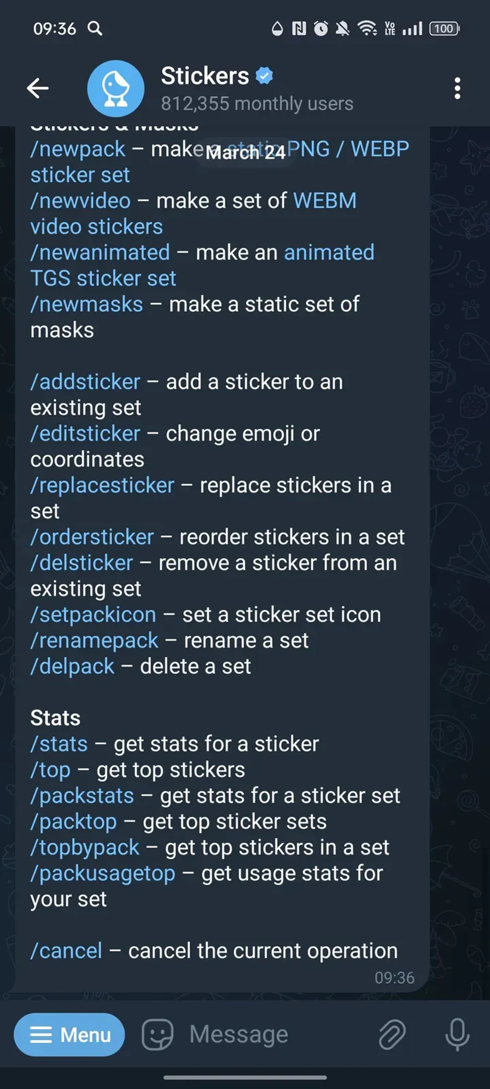 Stickers Bot в Телеграм — скриншот 2
