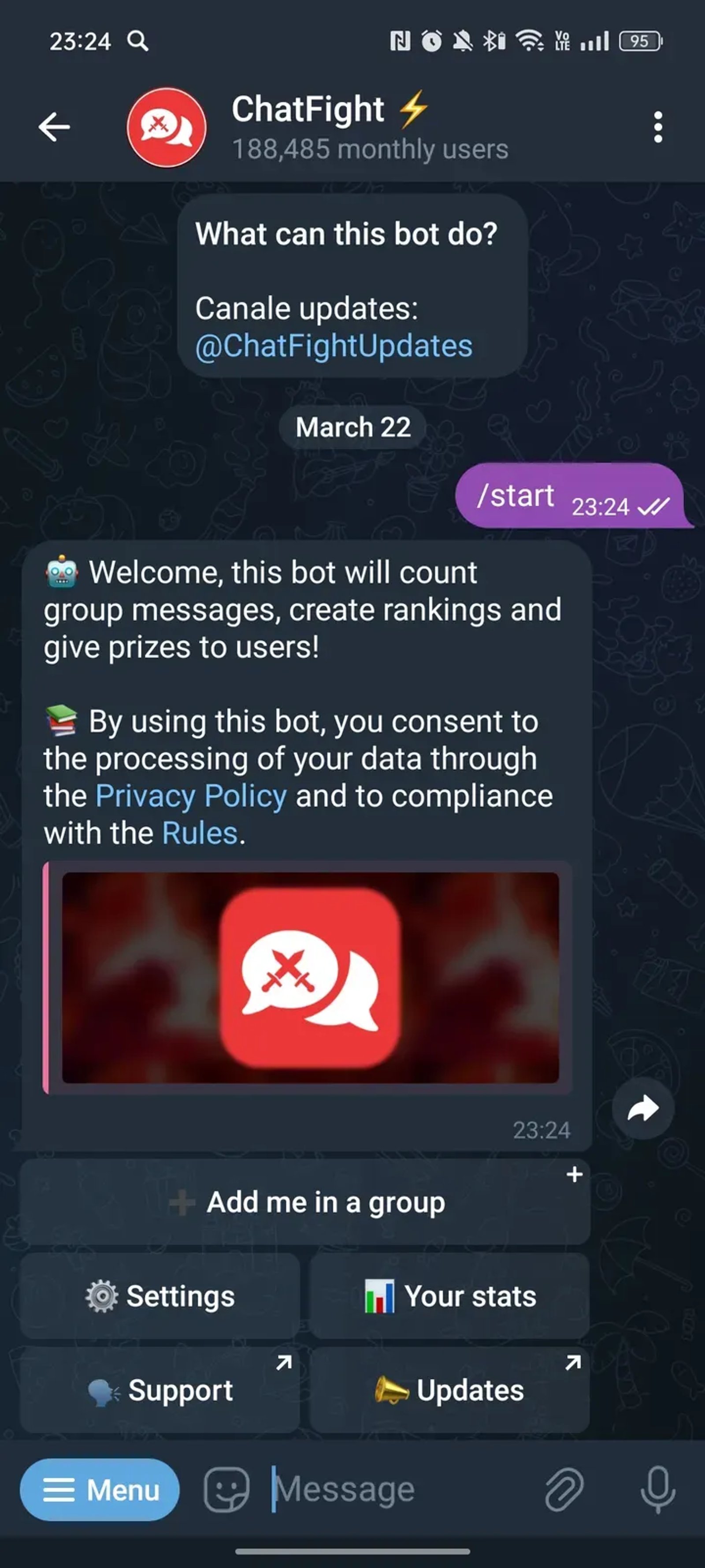 ChatFight ⚡️ в Телеграм — скриншот 1