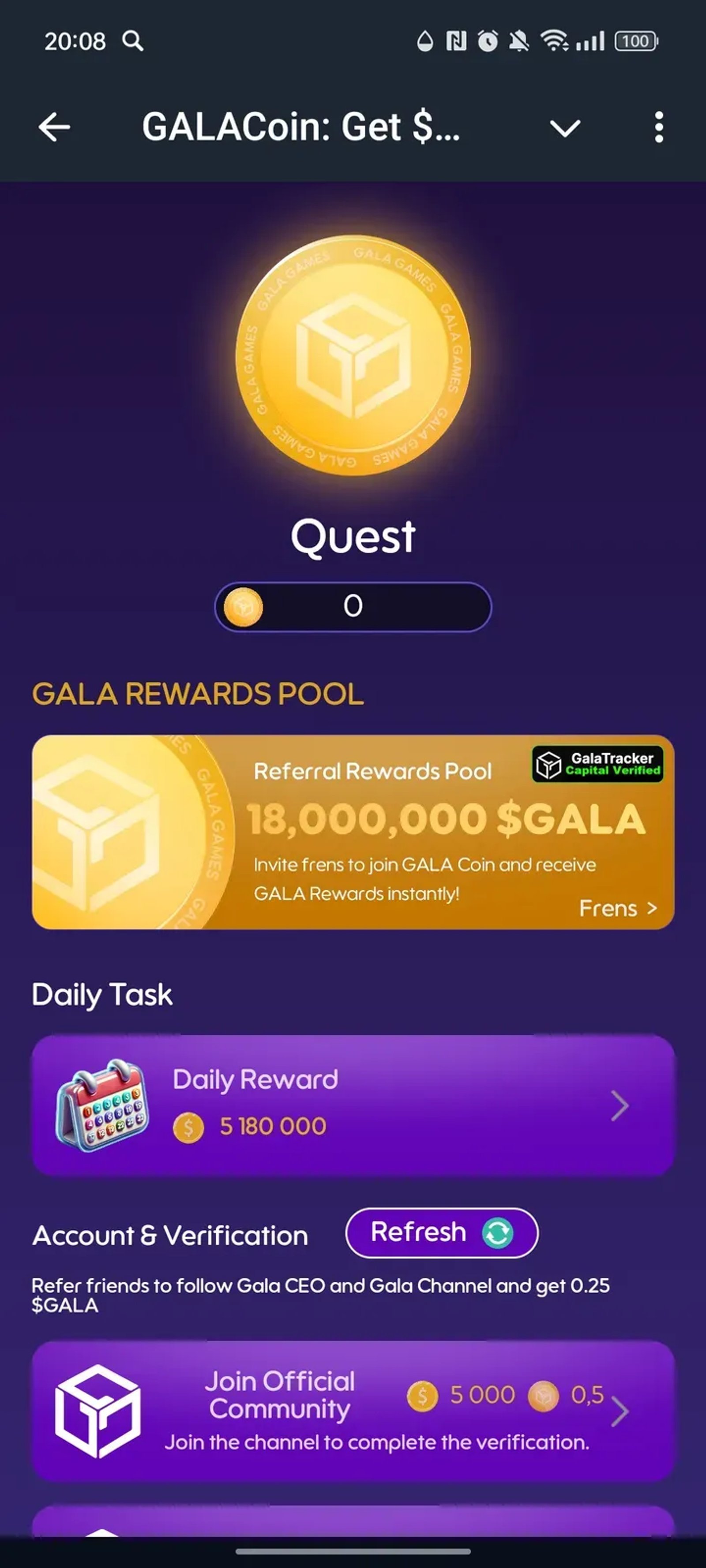 Gala Coin в Телеграм — скриншот 3