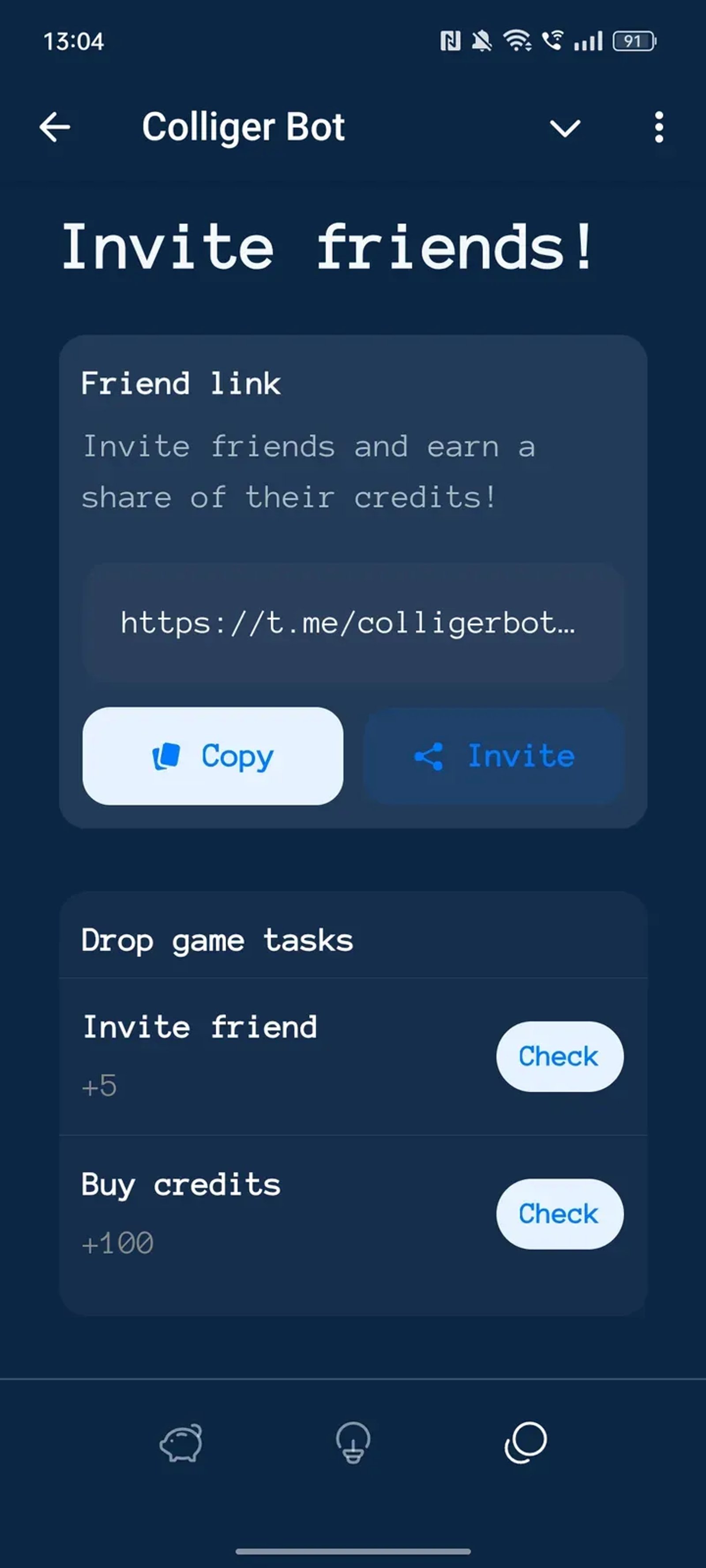 Colliger Bot в Телеграм — скриншот 4