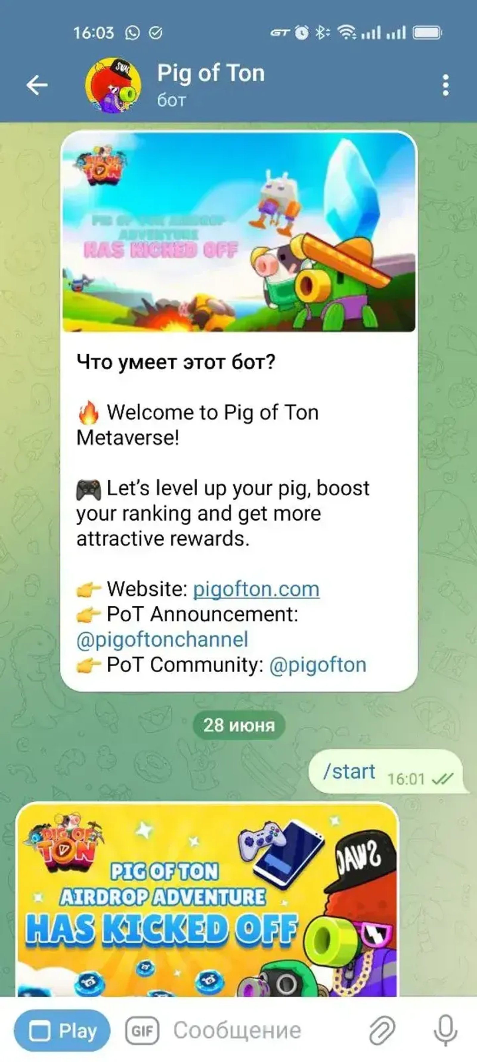 Pig of Ton в Телеграм — скриншот 4