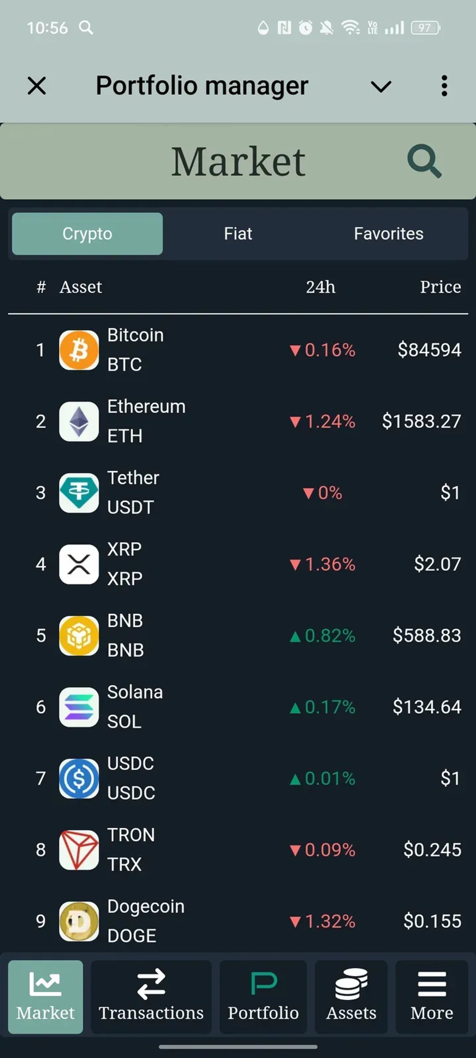 Portfolio manager в Телеграм — скриншот 1