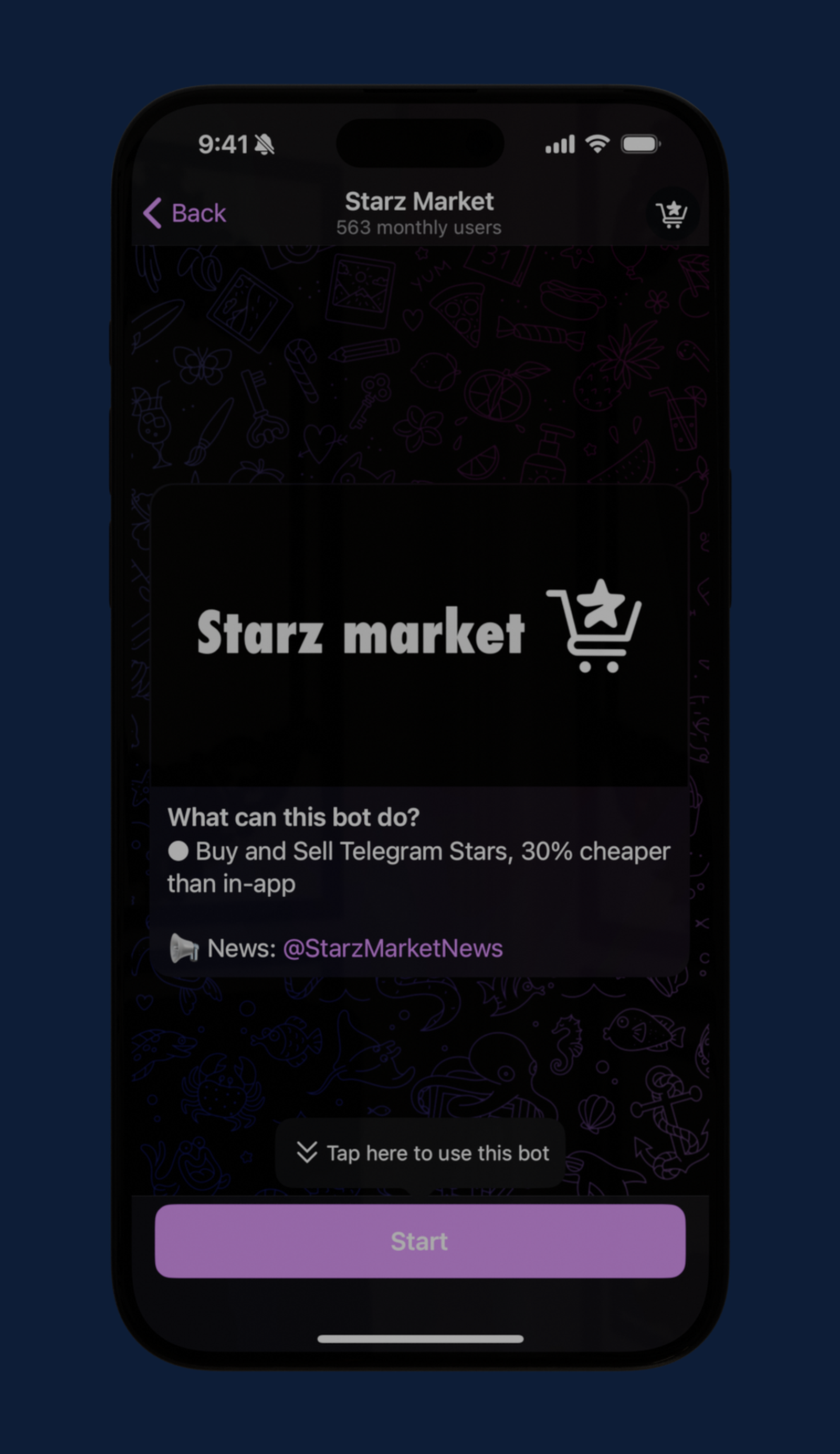 Starz Market в Телеграм — скриншот 1