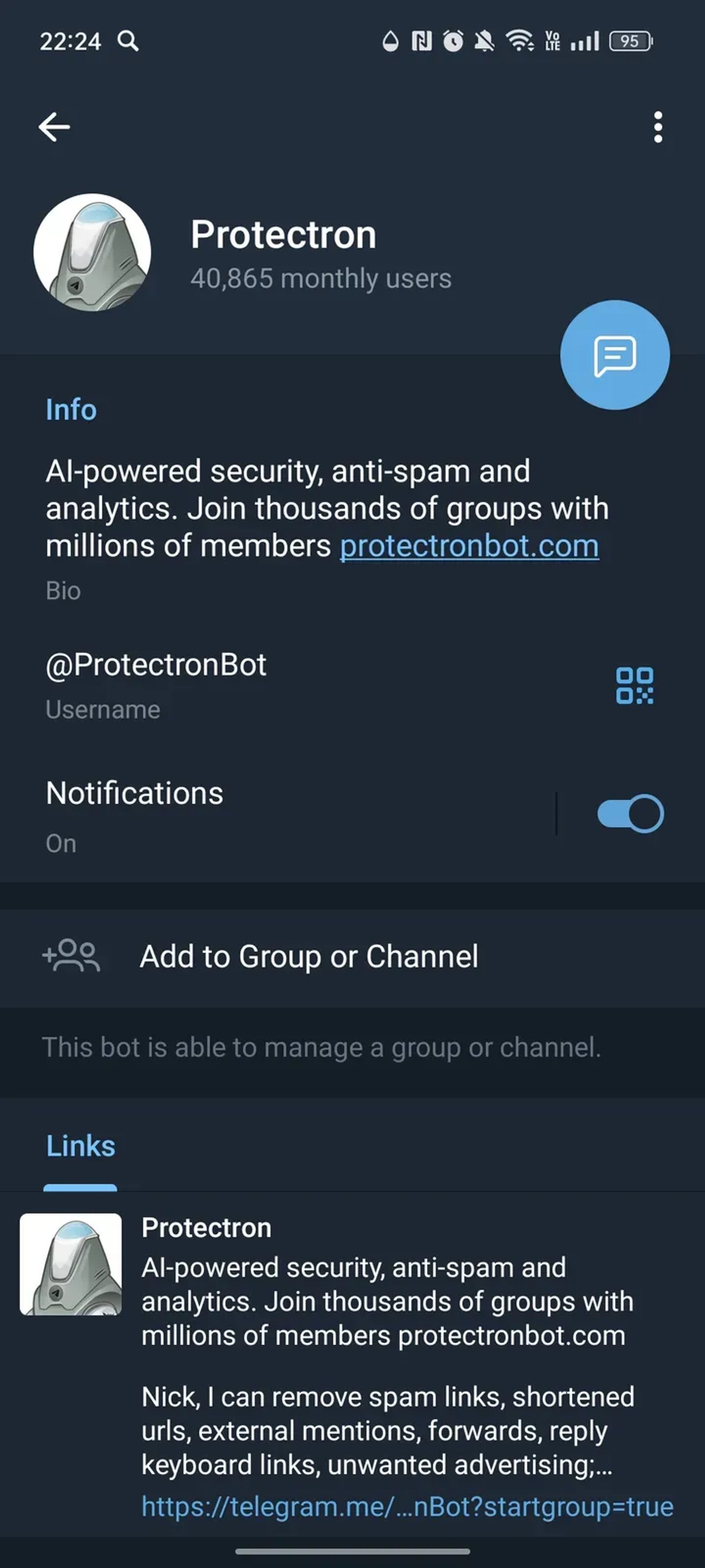 Protectron в Телеграм — скриншот 3