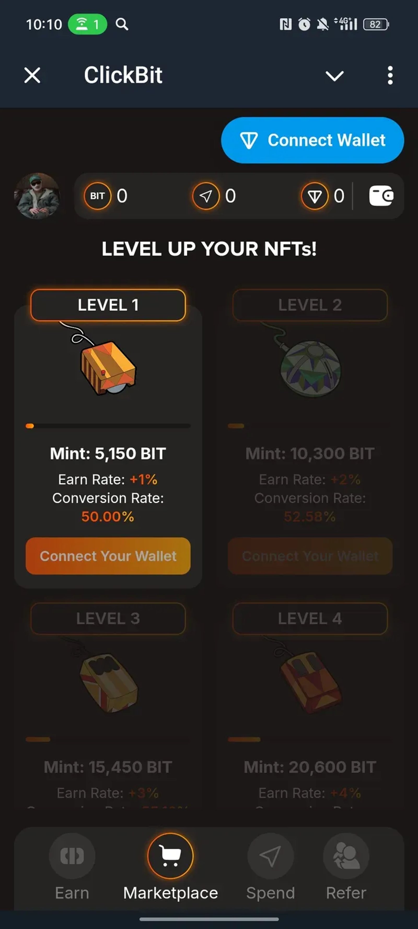 ClickBit в Телеграм — скриншот 2