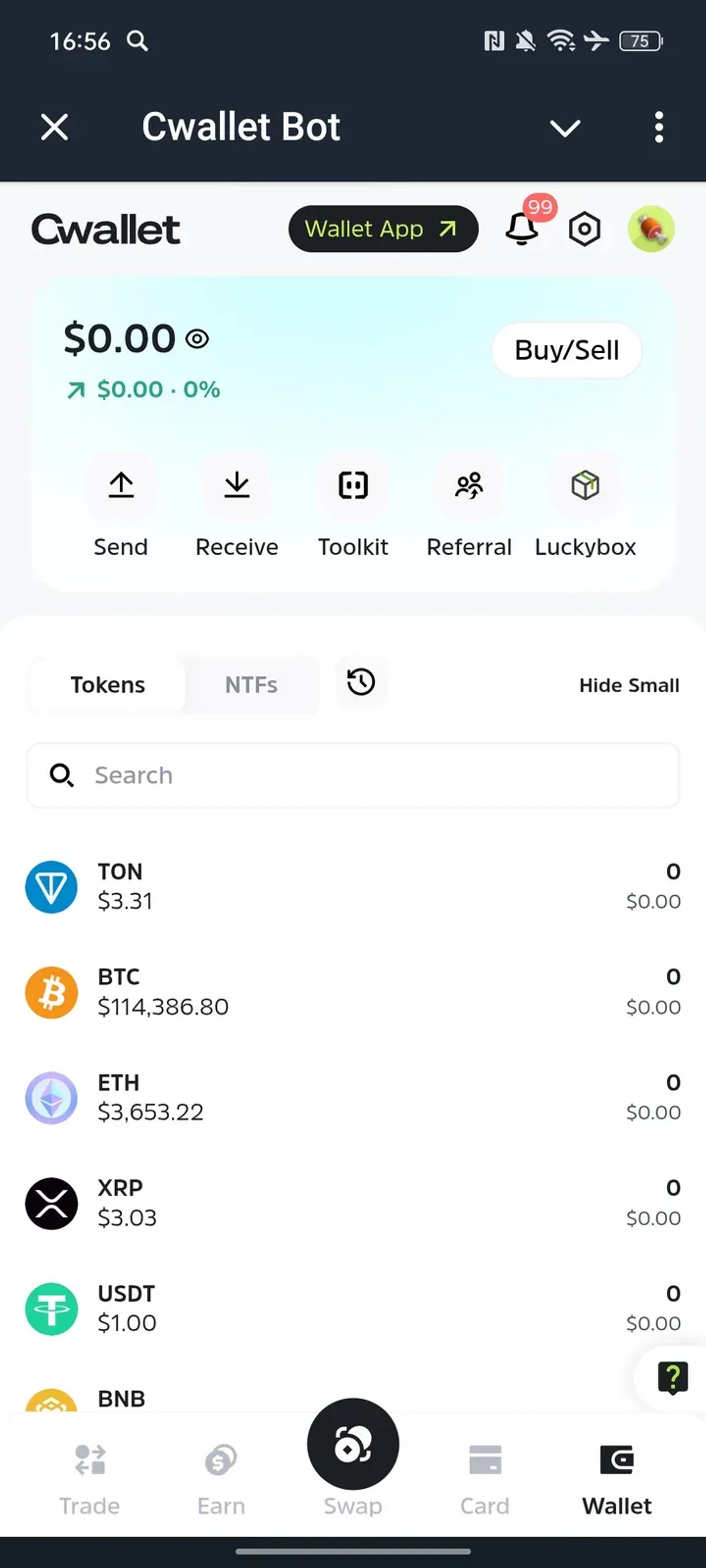 Cwallet Bot Telegram Screenshot 2