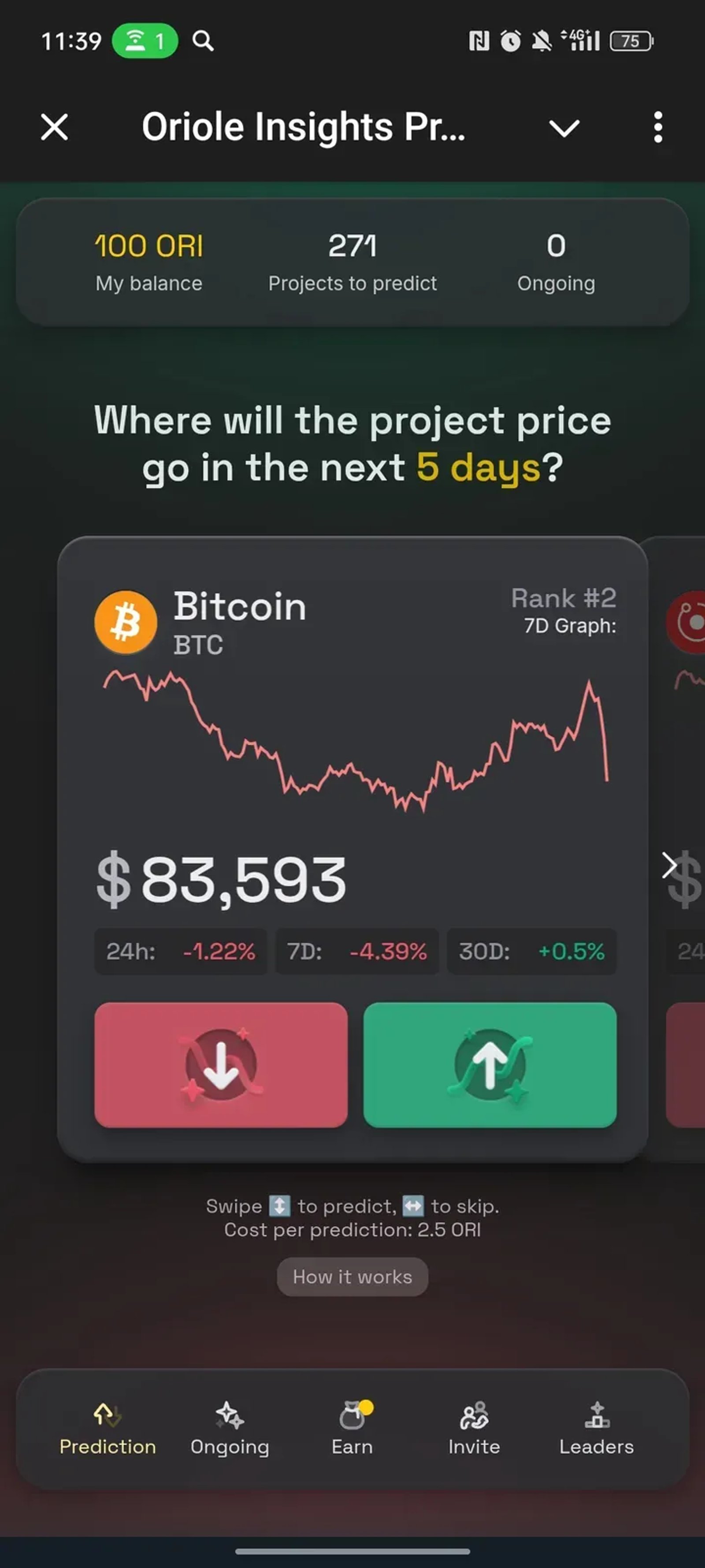 Oriole Insights Prediction App Telegram Screenshot 1