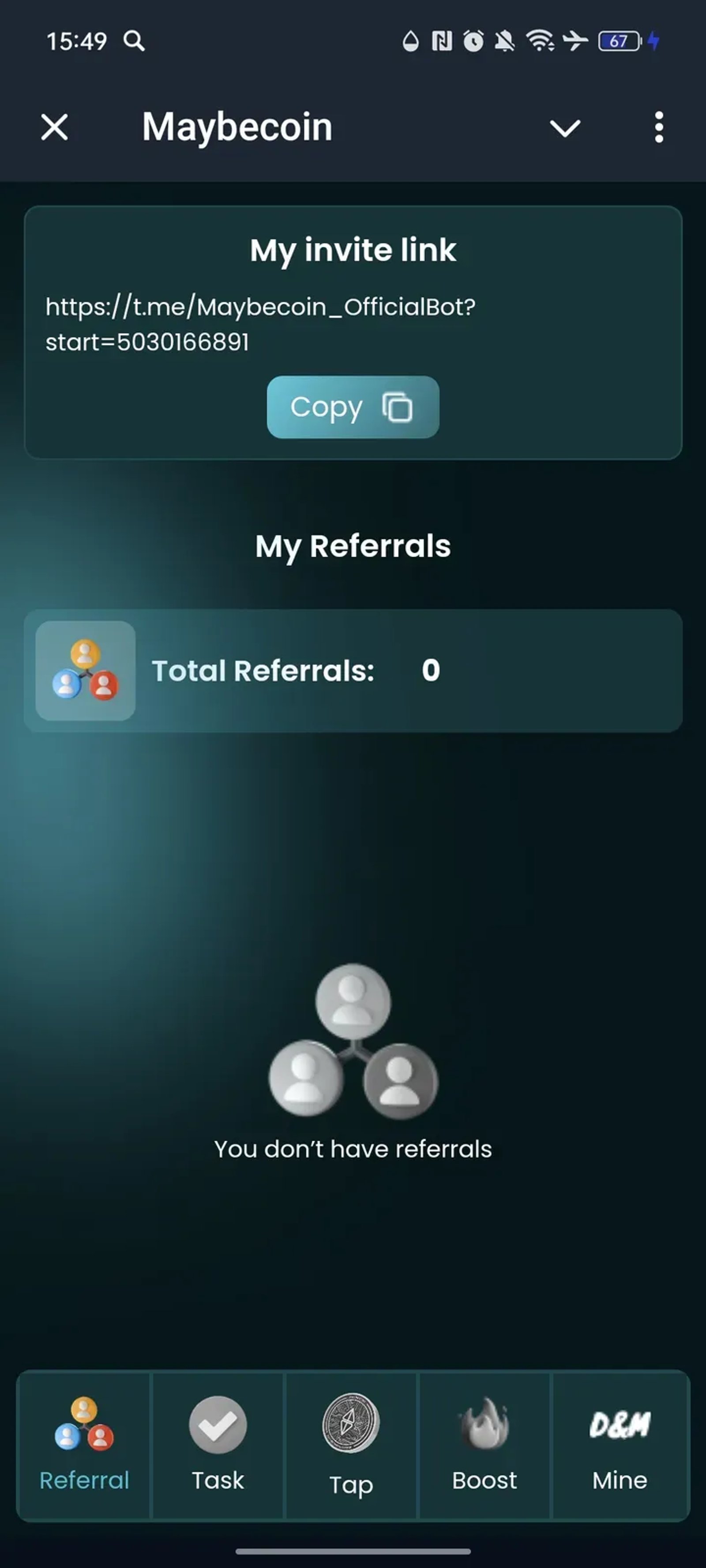 Maybecoin в Телеграм — скриншот 3