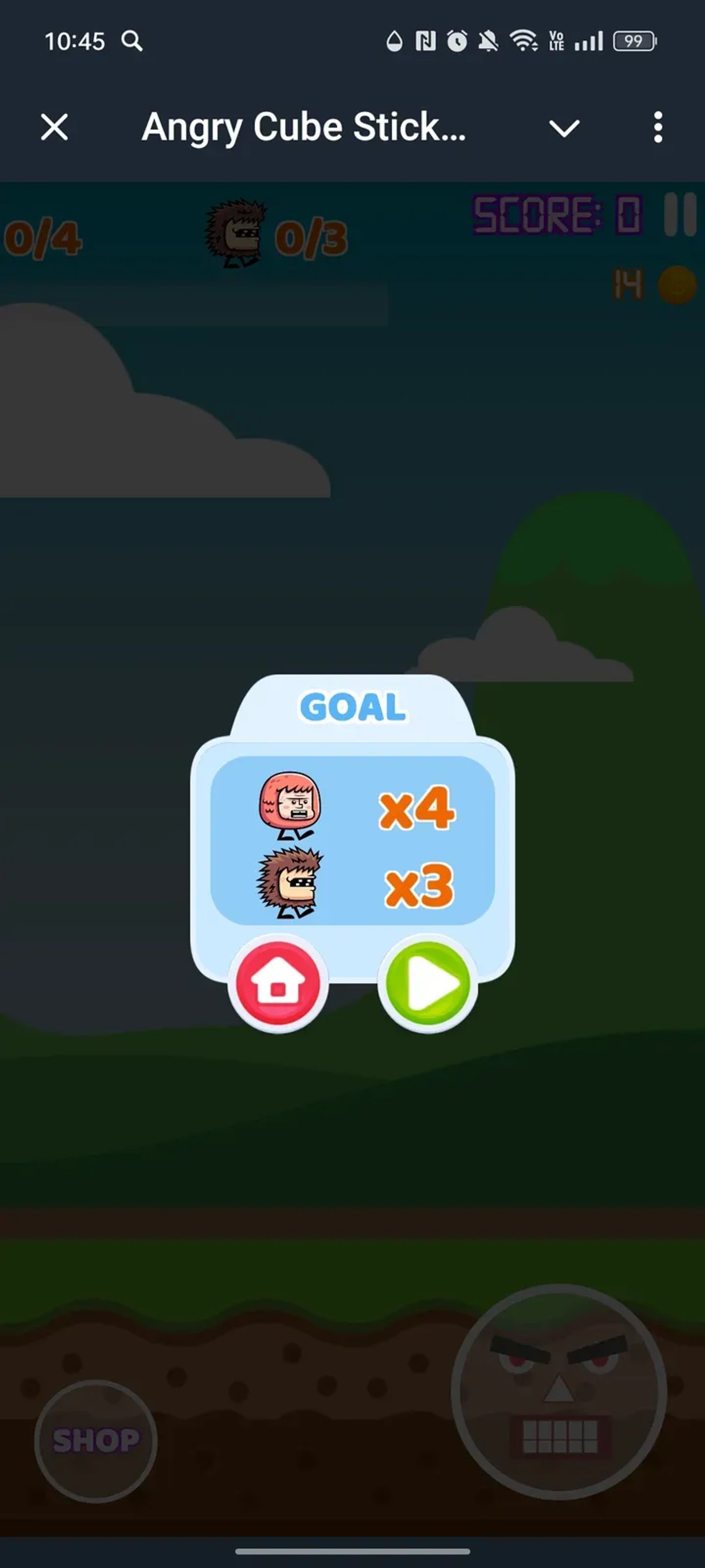 Angry Cube Sticks Game в Telegram — скриншот 3