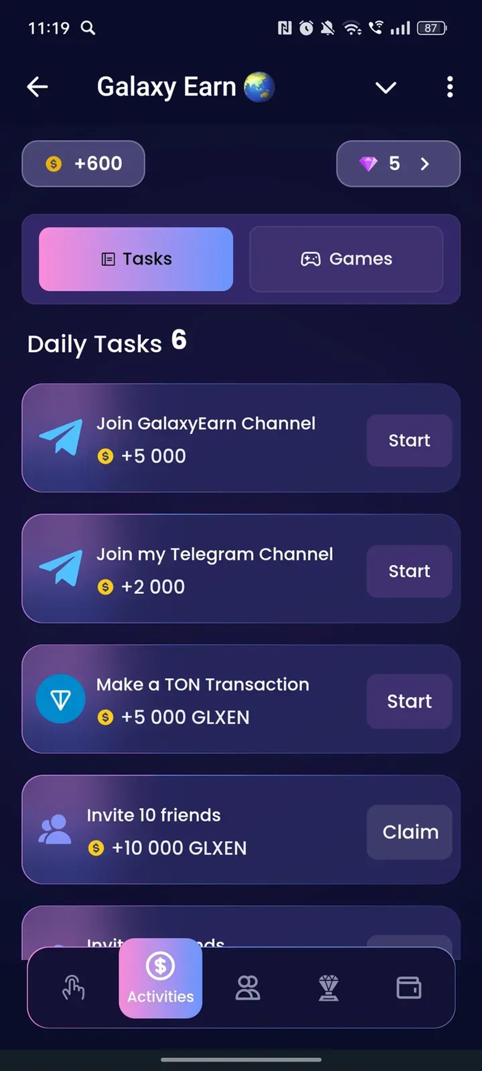 Galaxy Earn 🌏 в Телеграм — скриншот 2