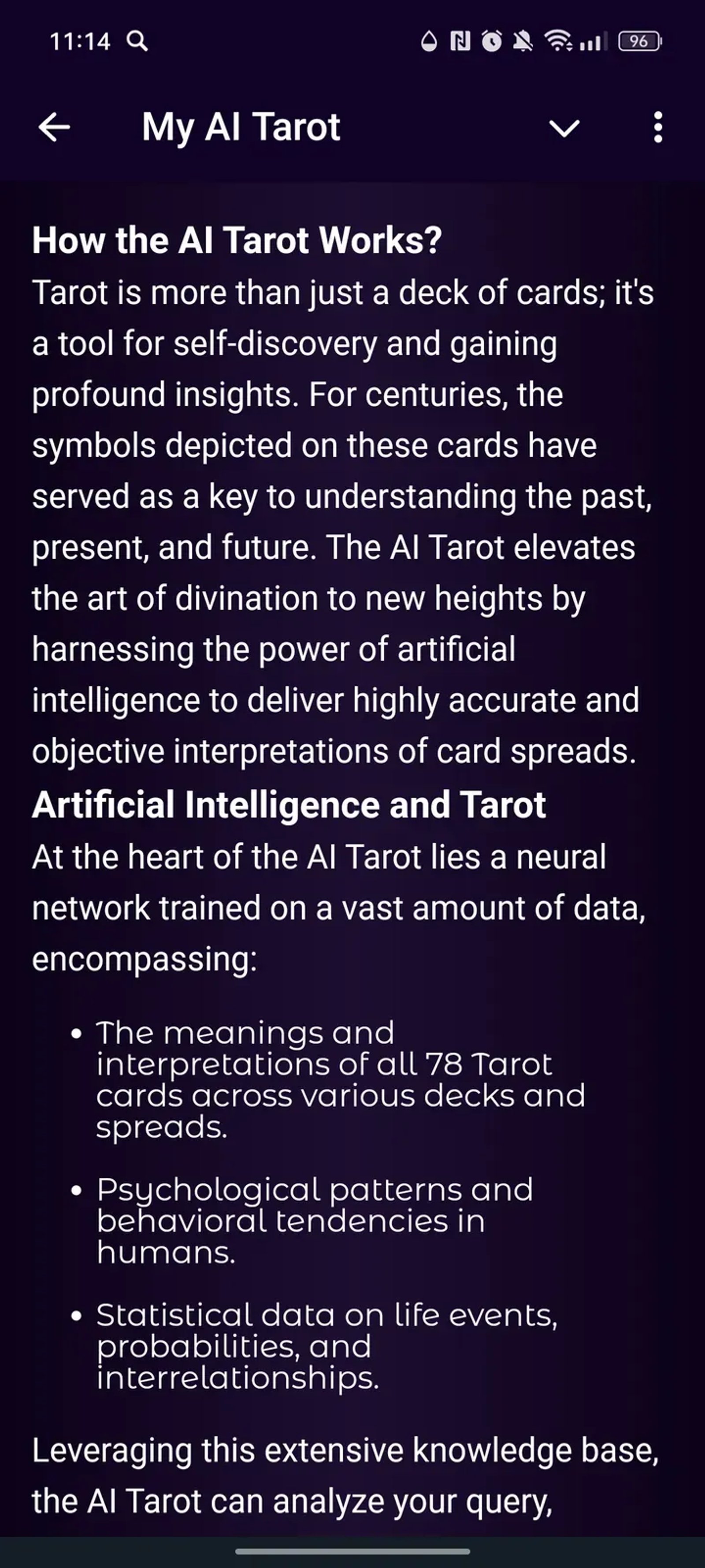 My AI Tarot в Телеграм — скриншот 5